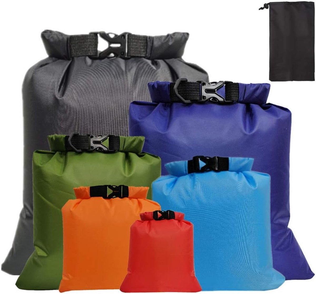6 pieces - waterproof dry bags - lightweight outdoor dry bags - dry bags - large capacity ripstop dry bag - storage bags - outdoor accessories - for outdoors, hiking, fishing, kayaking, rafting, camping - 1.5 l, 2.5 l, 3 l, 3.5 l, 5 l, 8 l - Image 1