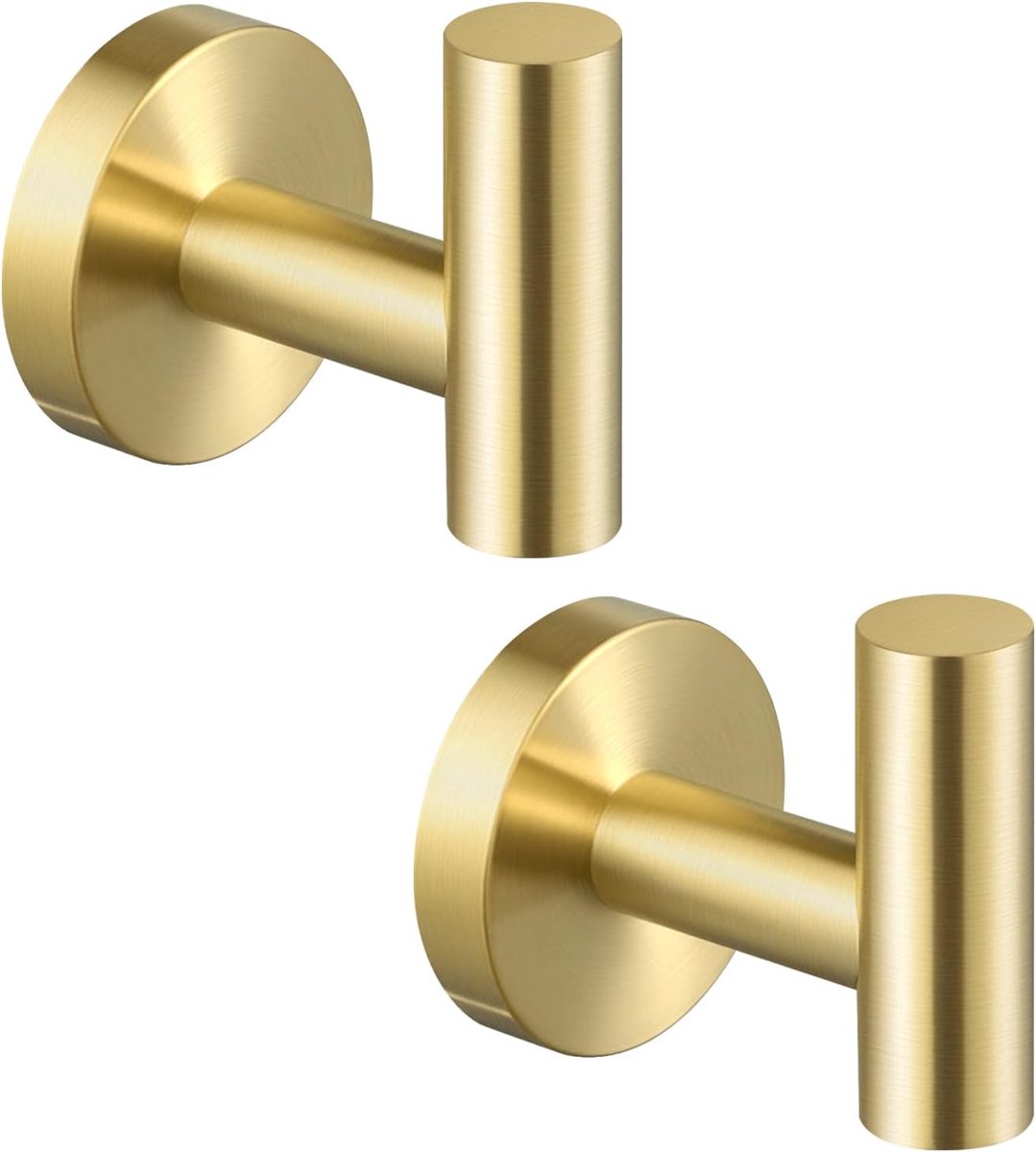 2-pack self-adhesive hooks - Door hooks - Clothes hooks - Bathroom hooks - Wall hooks - Towel hooks - Hook holders - No drilling required - Self-adhesive - SUS 304 - Suitable for home, office, bathroom and kitchen - Gold - Image 1