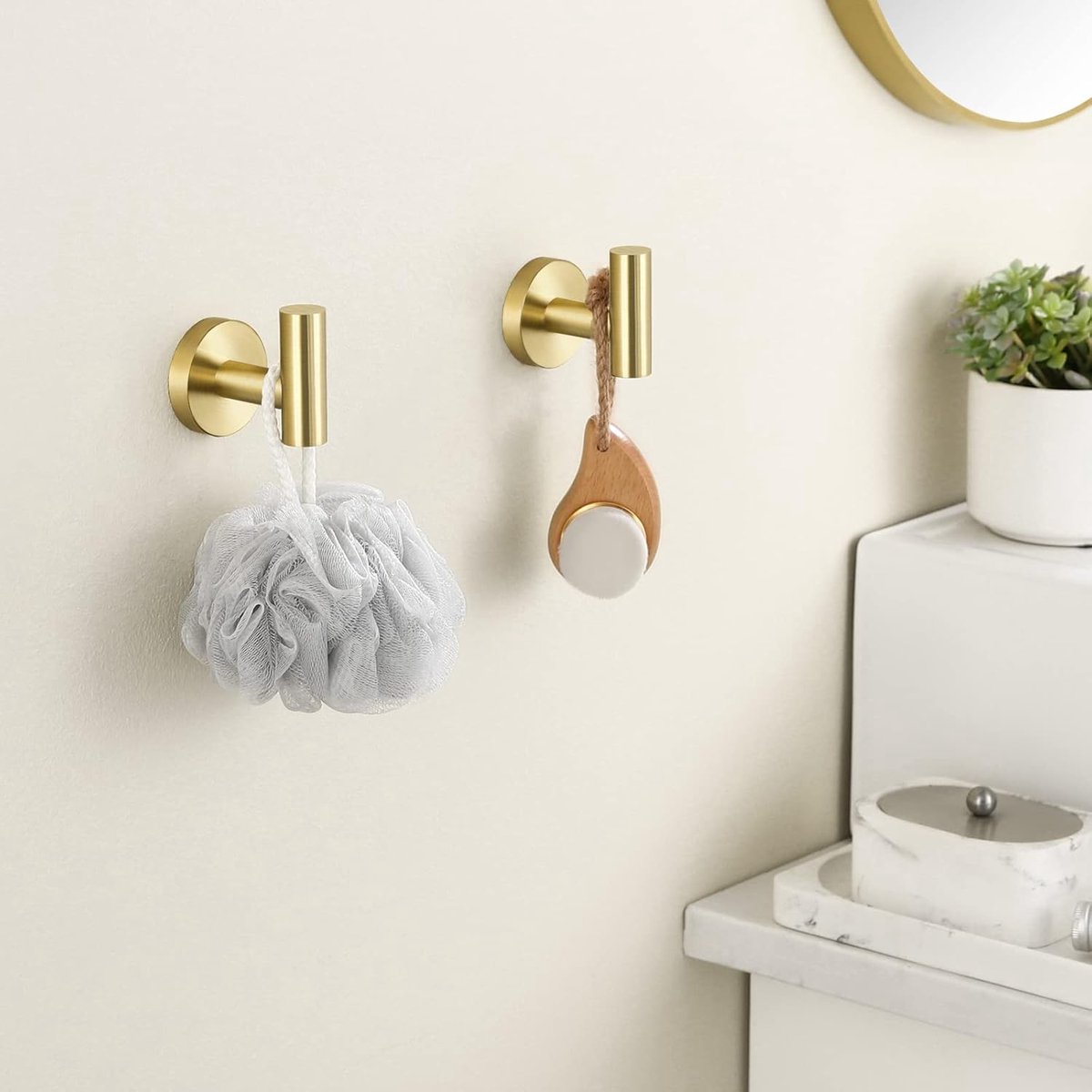 2-pack self-adhesive hooks - Door hooks - Clothes hooks - Bathroom hooks - Wall hooks - Towel hooks - Hook holders - No drilling required - Self-adhesive - SUS 304 - Suitable for home, office, bathroom and kitchen - Gold - Image 2