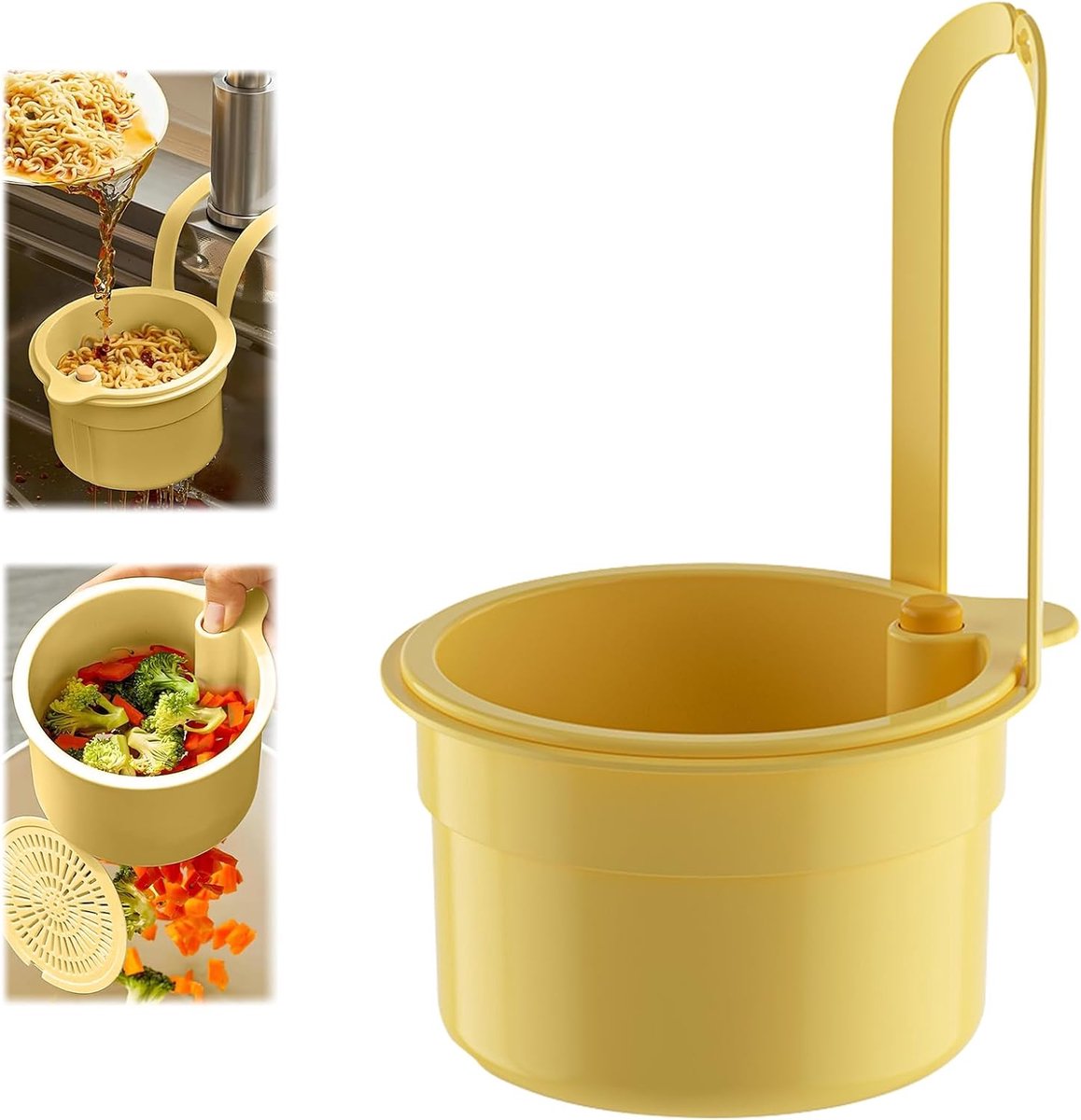 Drain Basket - Drain Filter - Sink Storage Holder - Faucet Hanging Strainer - Sink Drain Basket - Sink Strainer Basket - Sink Food Waste Collection Bin - Sink Trash Can - Plastic Kitchen Sink Strainer - Food Fruit Vegetable Drying Rack - Yellow - Image 1