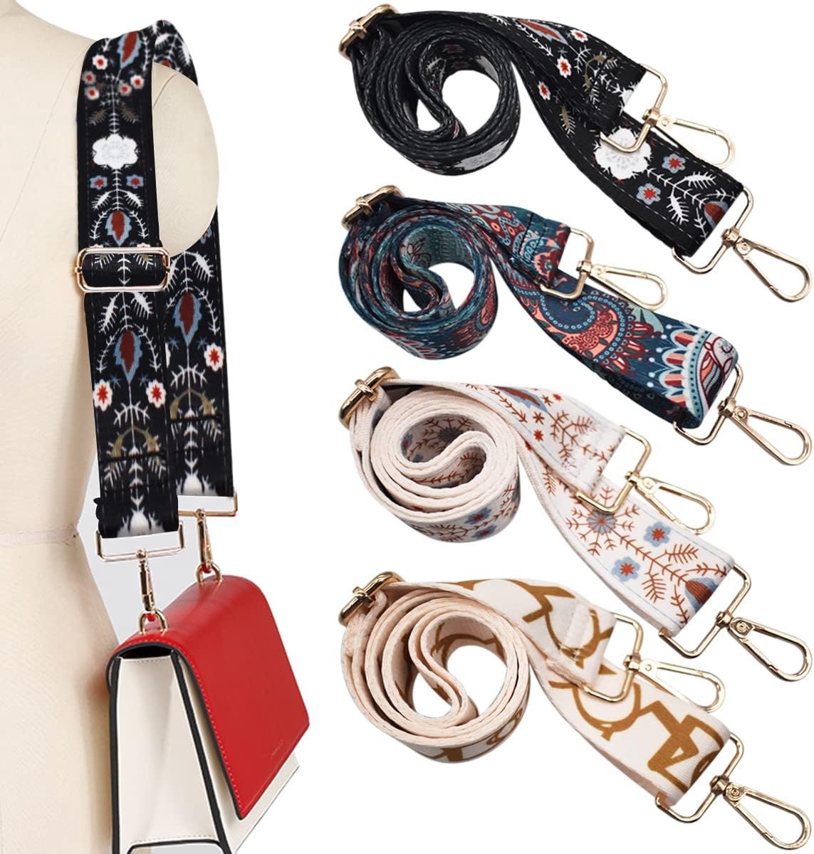 Bag Strap - 4-Piece Shoulder Strap - Bagstrap - Adjustable Bag Strap - Bag Strap - Unisex Bag Strap - shoulder strap for bag - Shoulder Strap - bag strap bag strap - Silver Buckle - For Shoulder Strap Handbag Canvas Bags DIY Accessories Unisex - Image 1