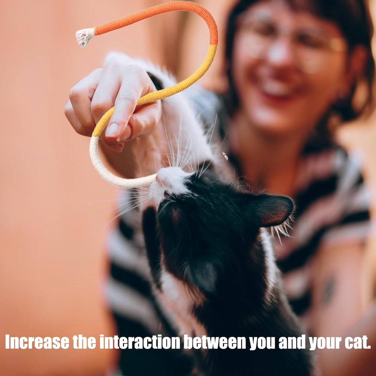 3 pieces - Cat toys - Cotton cat toy leash - play rope - Chew toys for cats - cat toys for teething - interactive toys - safe and soft cotton - dental care for adult kittens - 70 cm - Image 3