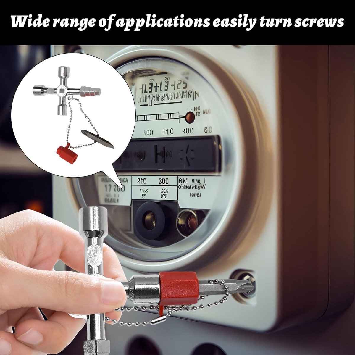 pieces - 4-way key - universal key - square key - triangular key - elevator keys - panel key - electrical meter cabinet key - multifunctional key set - for water and electricity meters, radiators, gas meters - Image 4