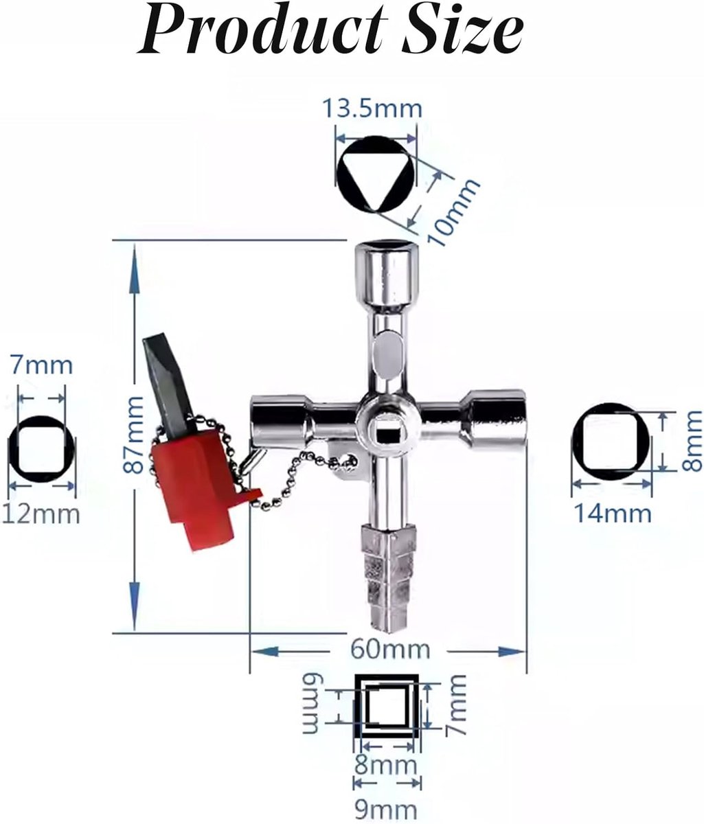 pieces - 4-way key - universal key - square key - triangular key - elevator keys - panel key - electrical meter cabinet key - multifunctional key set - for water and electricity meters, radiators, gas meters - Image 5