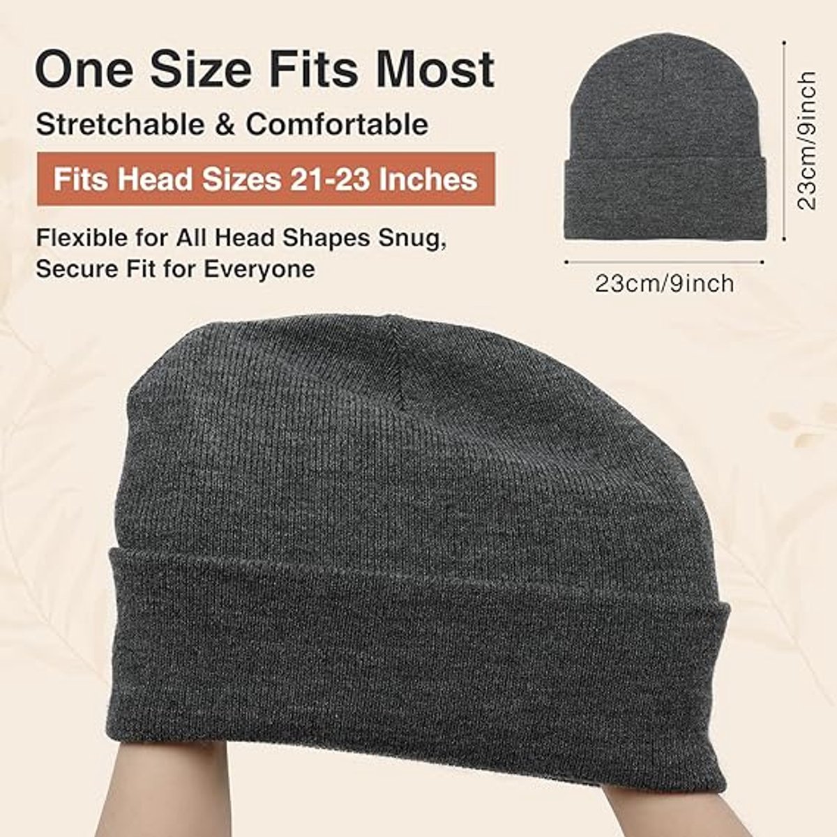 Hat - Knitted hat - Winter hat - Warm hat - Hat with satin lining - warm winter hat - knitted winter hat with fold-over brim - silk lining - soft knitted hat - warm and comfortable - for men and women - grey - Image 5