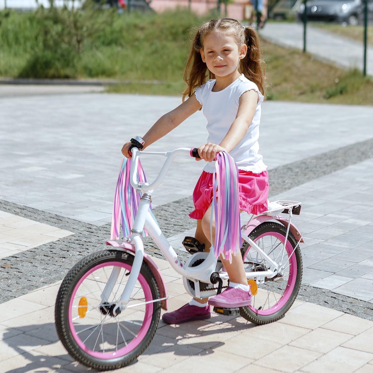 1 Pair - Bicycle Streamers - Bicycle Tassels for Children - Kids' Bicycle Accessories - Scooter, Bicycle, Tricycle Handlebar Streamers - Handlebar Grips Accessories - for Girls and Boys - 28 cm - Purple - Image 4