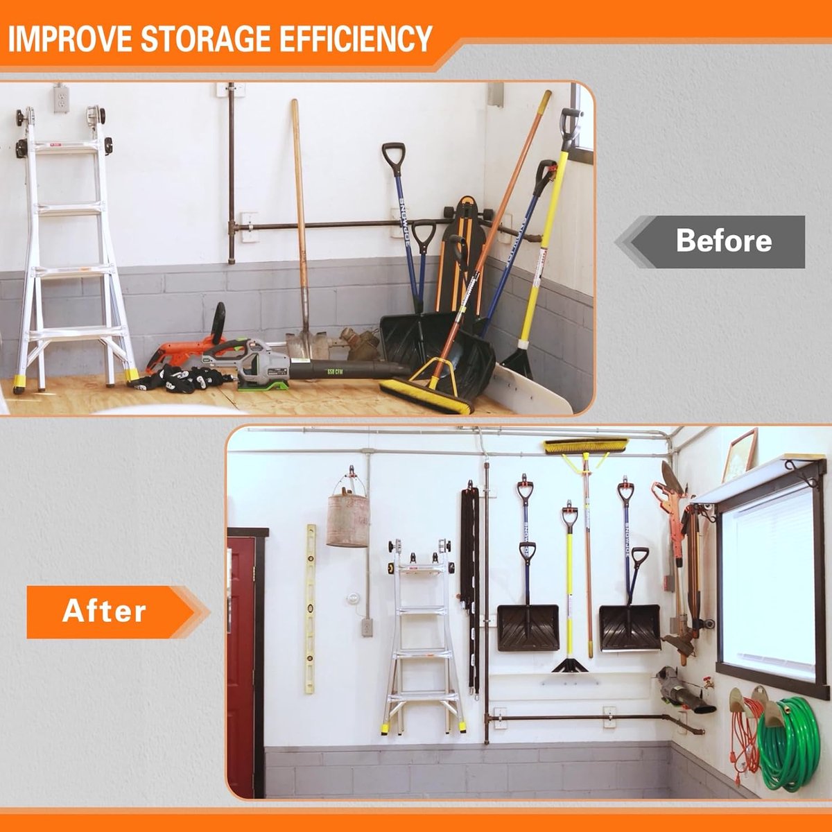 pieces - Heavy Duty Garage Hooks - Wave Long Hooks - Wall-Mounted Storage Rack - Electrical and Garden Tool Organizer - for hanging Ladders, Bicycles, Garden Hoses, Large Items and More - black - 19*16*6.5 cm - Image 2