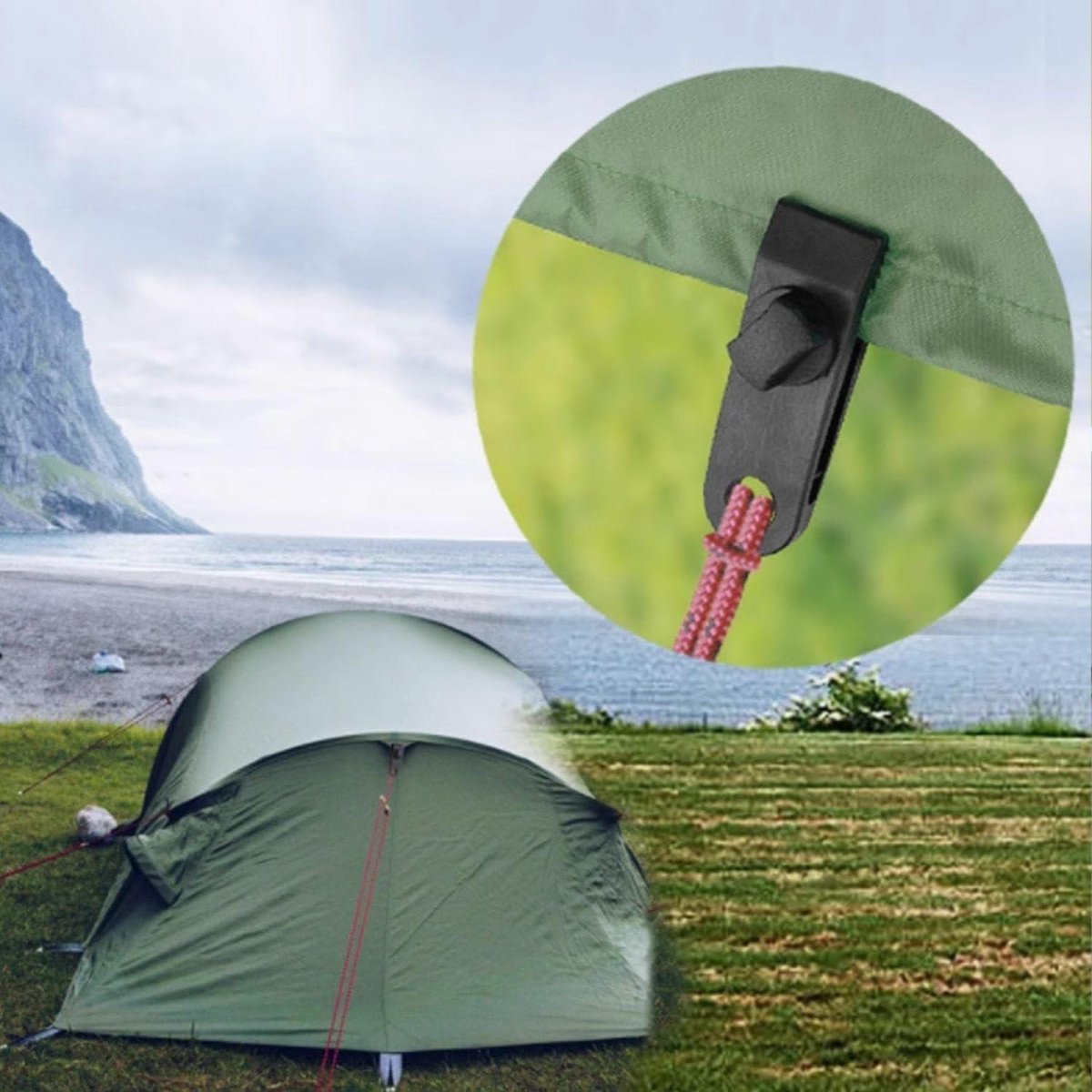 10 pieces - 2.6*8.3*3 cm - tent clips - tarp clips - clips for outdoor awnings - clips for sun sails - clips for tent tarpaulins - awning accessories - black - Image 2