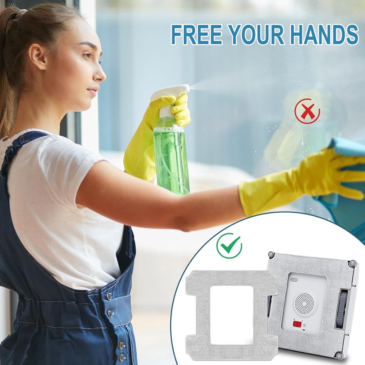 6 pieces - Microfiber cloths - Replacement mop cloths - Suitable for Ecovacs Winbot W1 / W1 Pro / W2 / W2 Omni - Mop cloths - Robot cleaning accessories - Cleaning cloths - Washable Microfiber Cloths - reusable - 255*255 mm - grey - Image 4