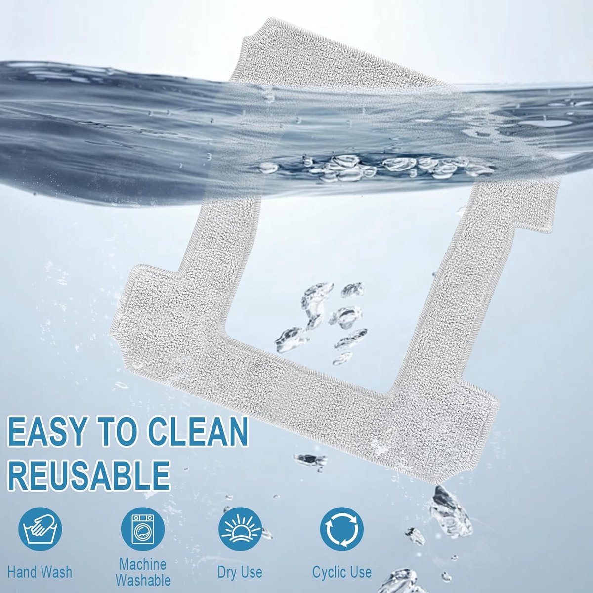 6 pieces - Microfiber cloths - Replacement mop cloths - Suitable for Ecovacs Winbot W1 / W1 Pro / W2 / W2 Omni - Mop cloths - Robot cleaning accessories - Cleaning cloths - Washable Microfiber Cloths - reusable - 255*255 mm - grey - Image 6