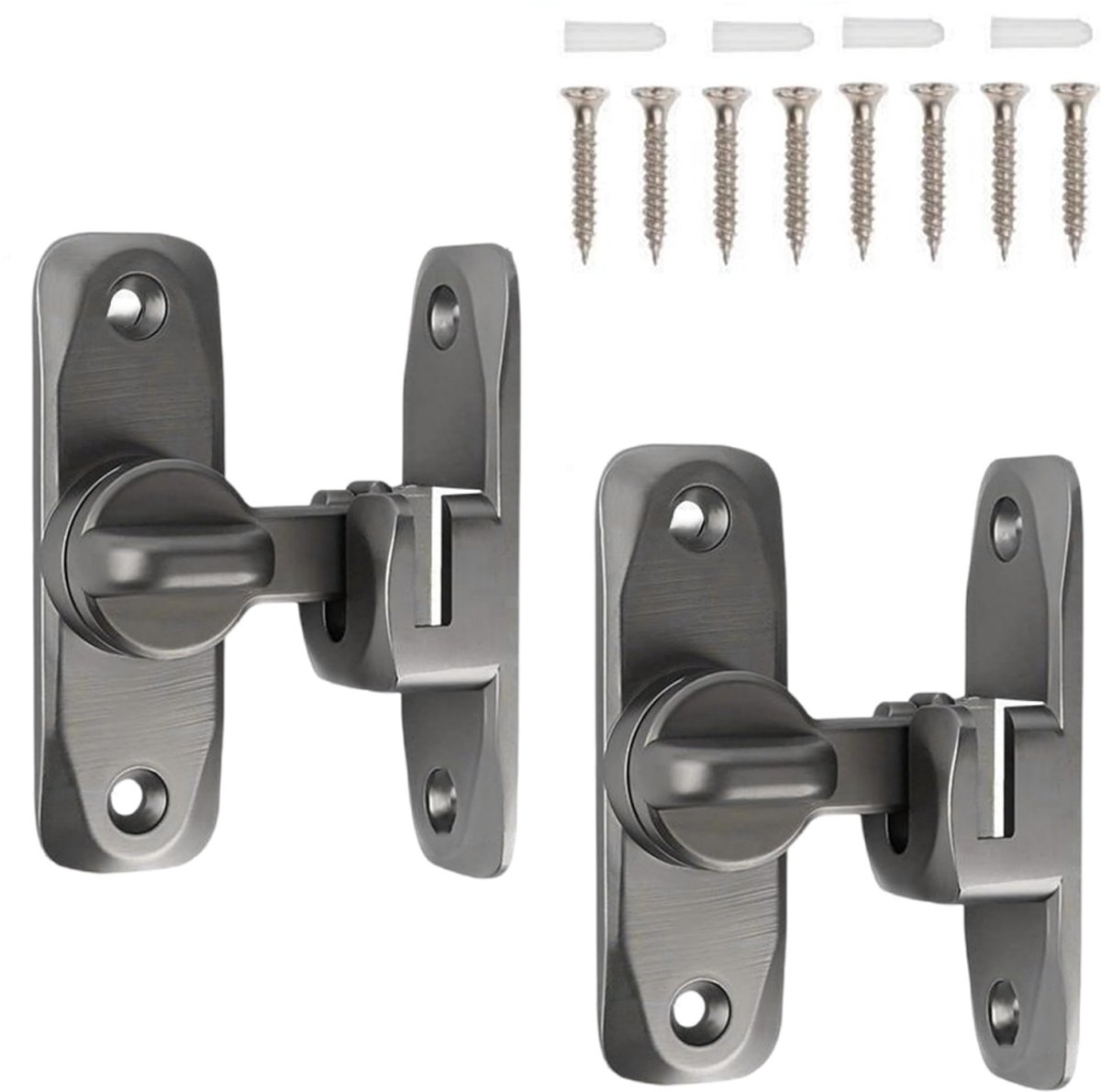 2 pieces - 90/180 degrees - sliding door lock - privacy protection - security sliding door lock - small gate locks - hardware for shed, garden, bathroom, cupboard, window - 80*25 mm - grey - Image 1