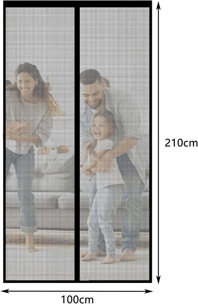 Magnetic insect screen for doors and windows - Insect screen - with tension straps - with magnetic curtain - Mosquito-repellent - for hallways, doors, windows, and patios - Easy to install - Black - 100 x 210 cm - Image 5
