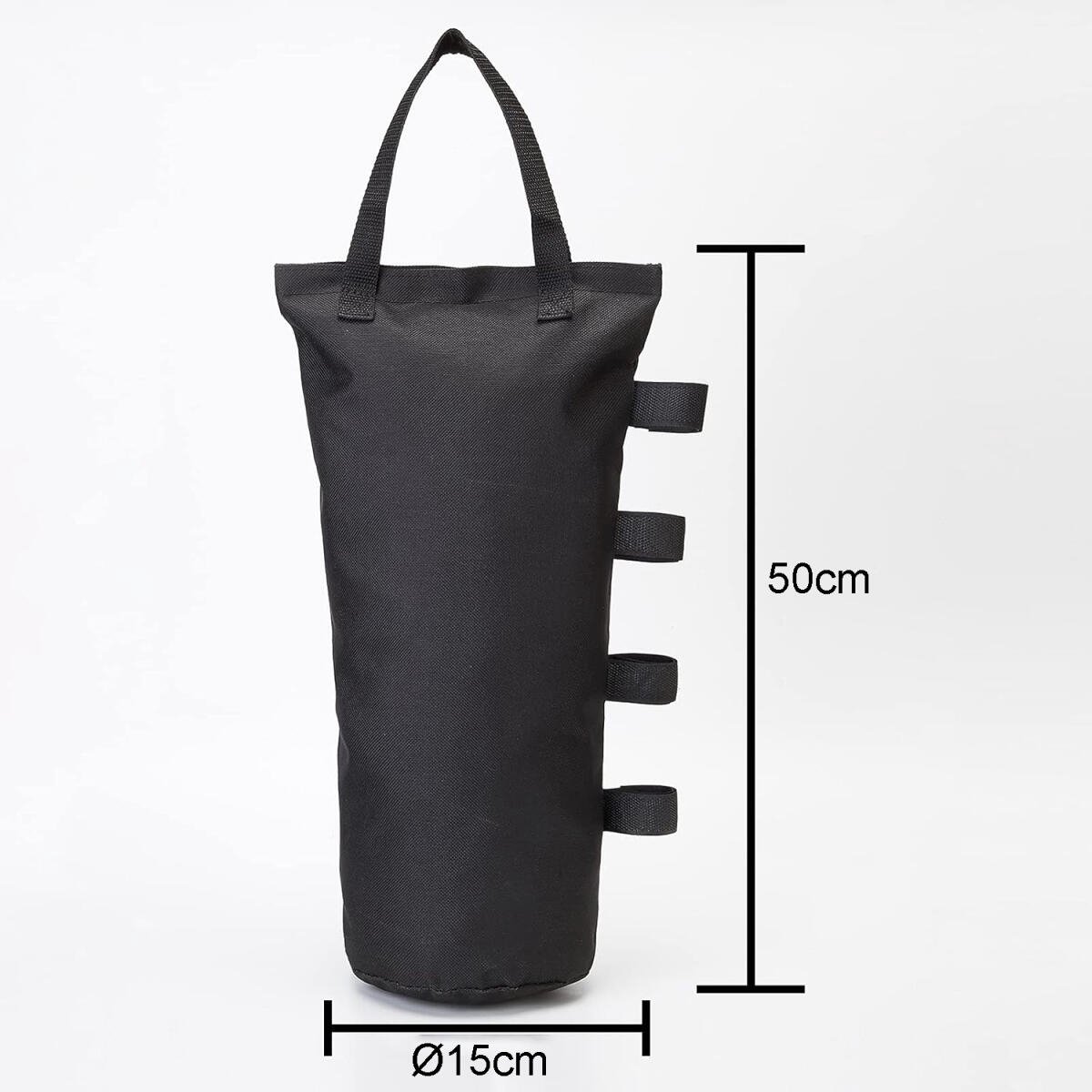 4 pieces - Sandbags - Weight bag - Ballast bags - Gazebo Weights - Ballast bags - cylindrical sandbags - solid windproof sandbag - canopy gazebo weights - for pop-up tent, canopy or parasol - Ø15*50 cm - black - (without sand) - Image 5
