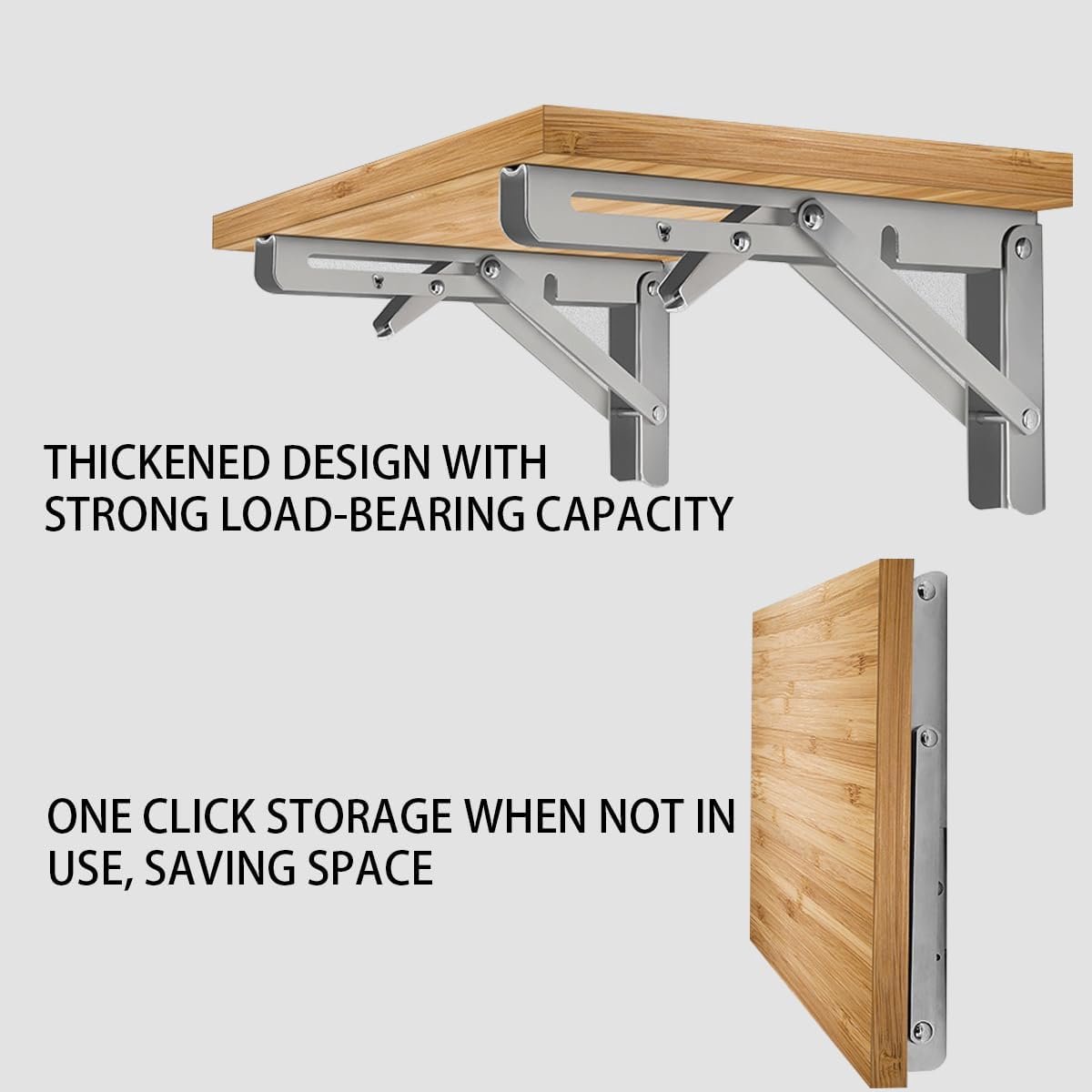 2 pieces - Stainless steel foldable shelf brackets - Support frame - Robust stainless steel foldable shelf brackets for work tables - Space-saving - DIY brackets - 25 cm/10 inches - Image 3