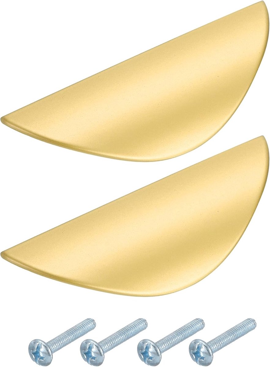 2 pieces - cabinet handles - door handle - half-moon cabinet handle - hole spacing 32 mm - drawer handles - concealed zinc alloy handles - zinc alloy cabinet handles - furniture accessories - with screws - for kitchen cabinet, chest of drawers, hardware - - Image 1