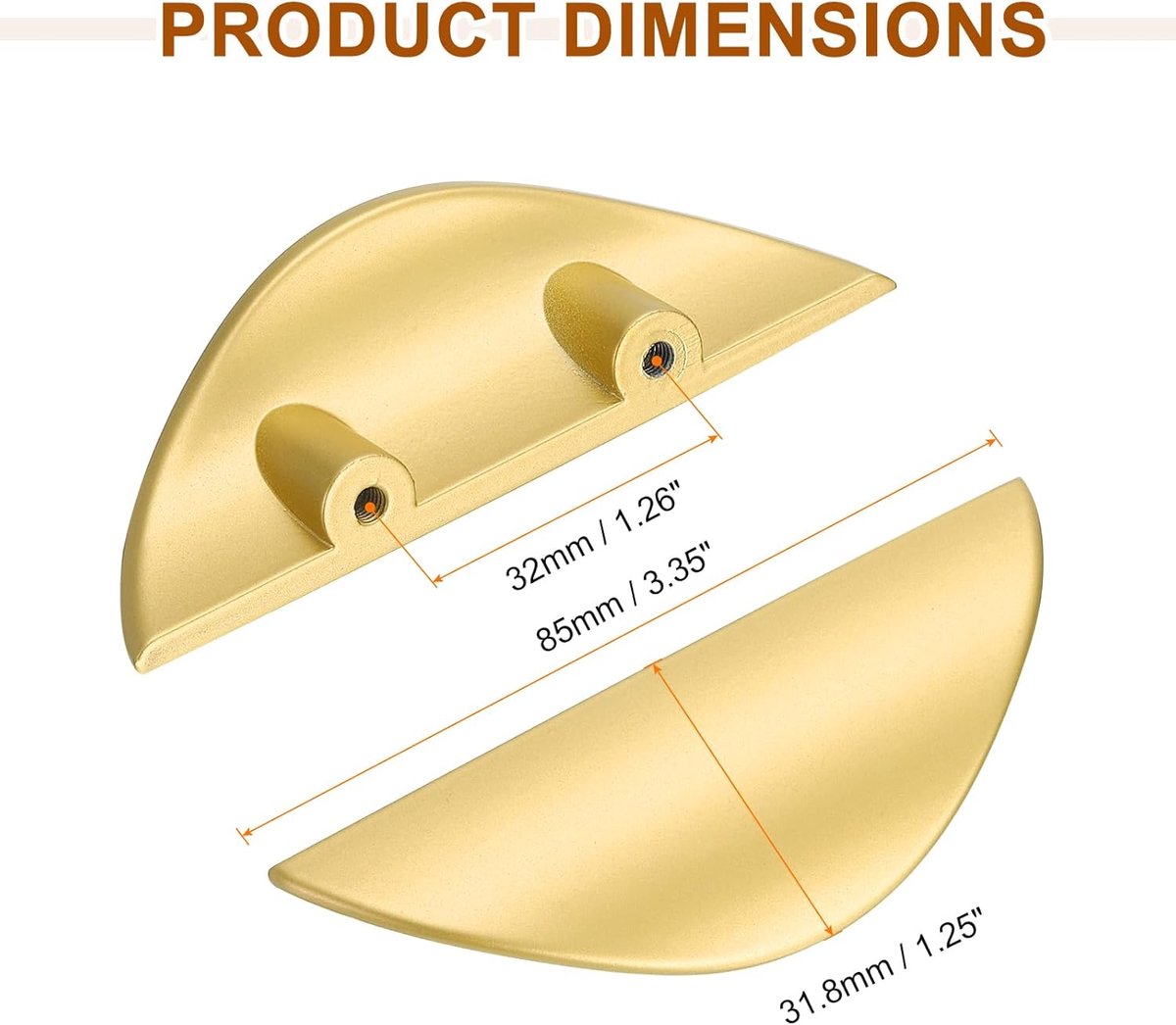2 pieces - cabinet handles - door handle - half-moon cabinet handle - hole spacing 32 mm - drawer handles - concealed zinc alloy handles - zinc alloy cabinet handles - furniture accessories - with screws - for kitchen cabinet, chest of drawers, hardware - - Image 5