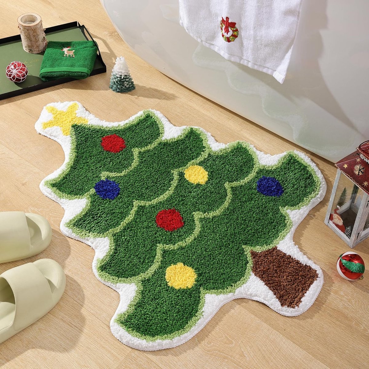 Carpet - 40*60 cm - Doormat - Christmas Bath Mat - Christmas Floor Mat - Christmas Tree Bath Mat - Absorbent Bath Mat - Non-Slip Shower Mat - Shower Mat - Bathroom Mat - Toilet Mat - Bedroom Floor Mat - Bedroom Carpet - Living Room Carpet - Home Decoratio - Image 3