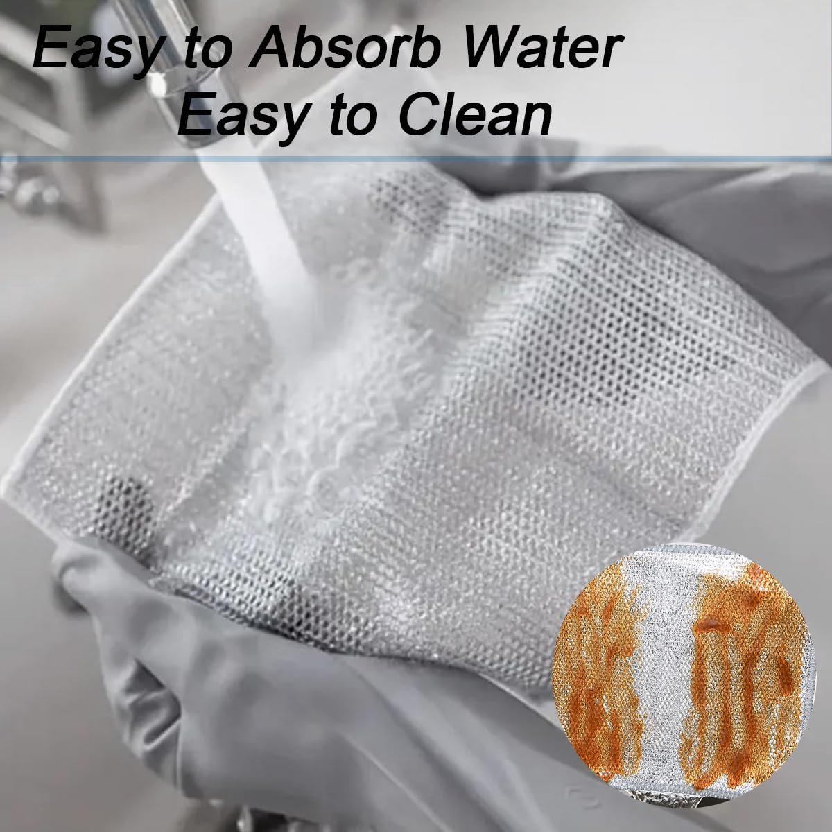 10 pieces - 20*20 cm - Multifunctional wire dishcloth - Dishcloth - double-layered - Cleaning cloth - for wet and dry dishes - scratch-free wire dishcloth - wire scrubbing cloths - for dishes - time-saving kitchen towels and cleaning cloths - Image 2