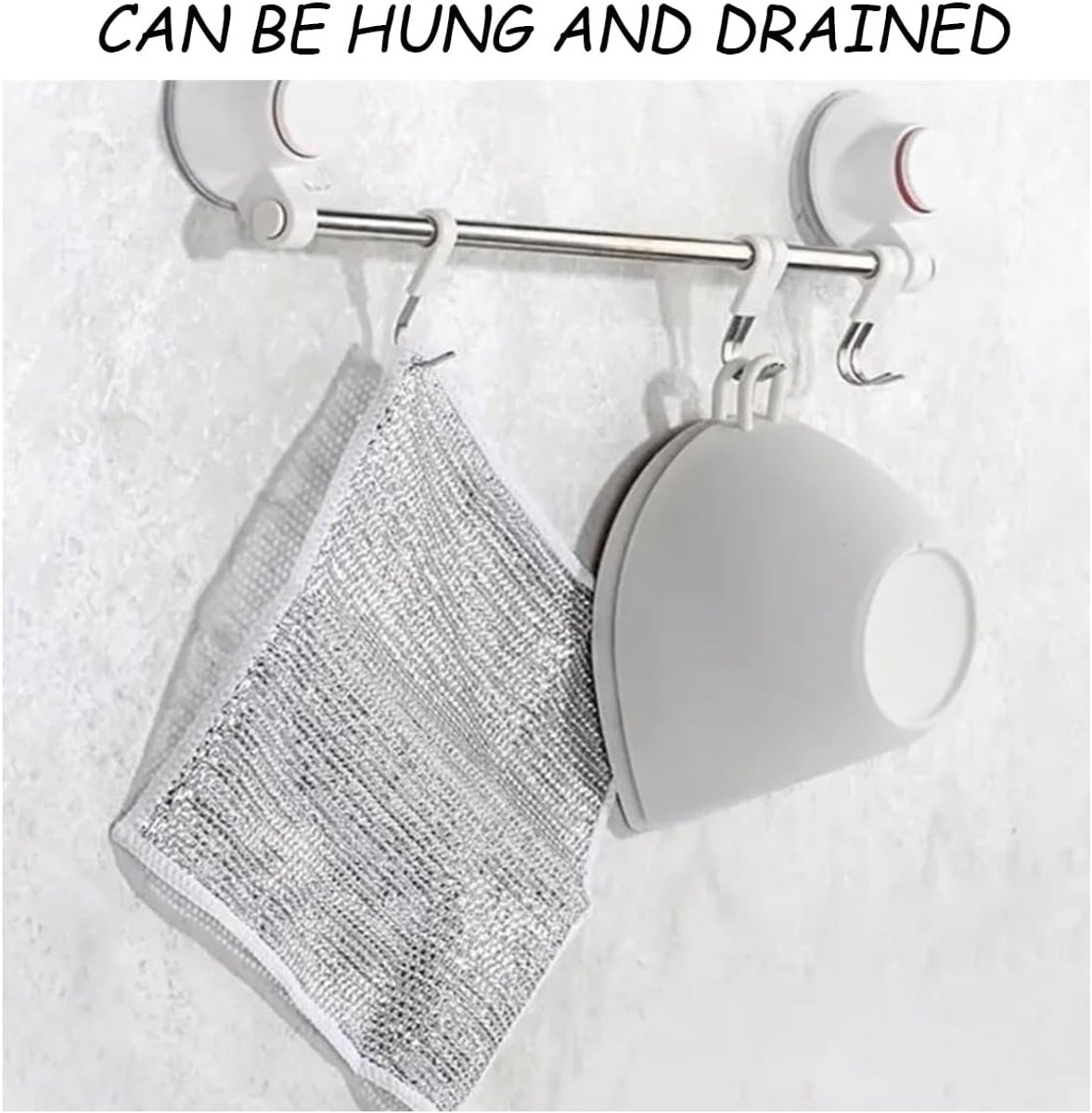 10 pieces - 20*20 cm - Multifunctional wire dishcloth - Dishcloth - double-layered - Cleaning cloth - for wet and dry dishes - scratch-free wire dishcloth - wire scrubbing cloths - for dishes - time-saving kitchen towels and cleaning cloths - Image 4