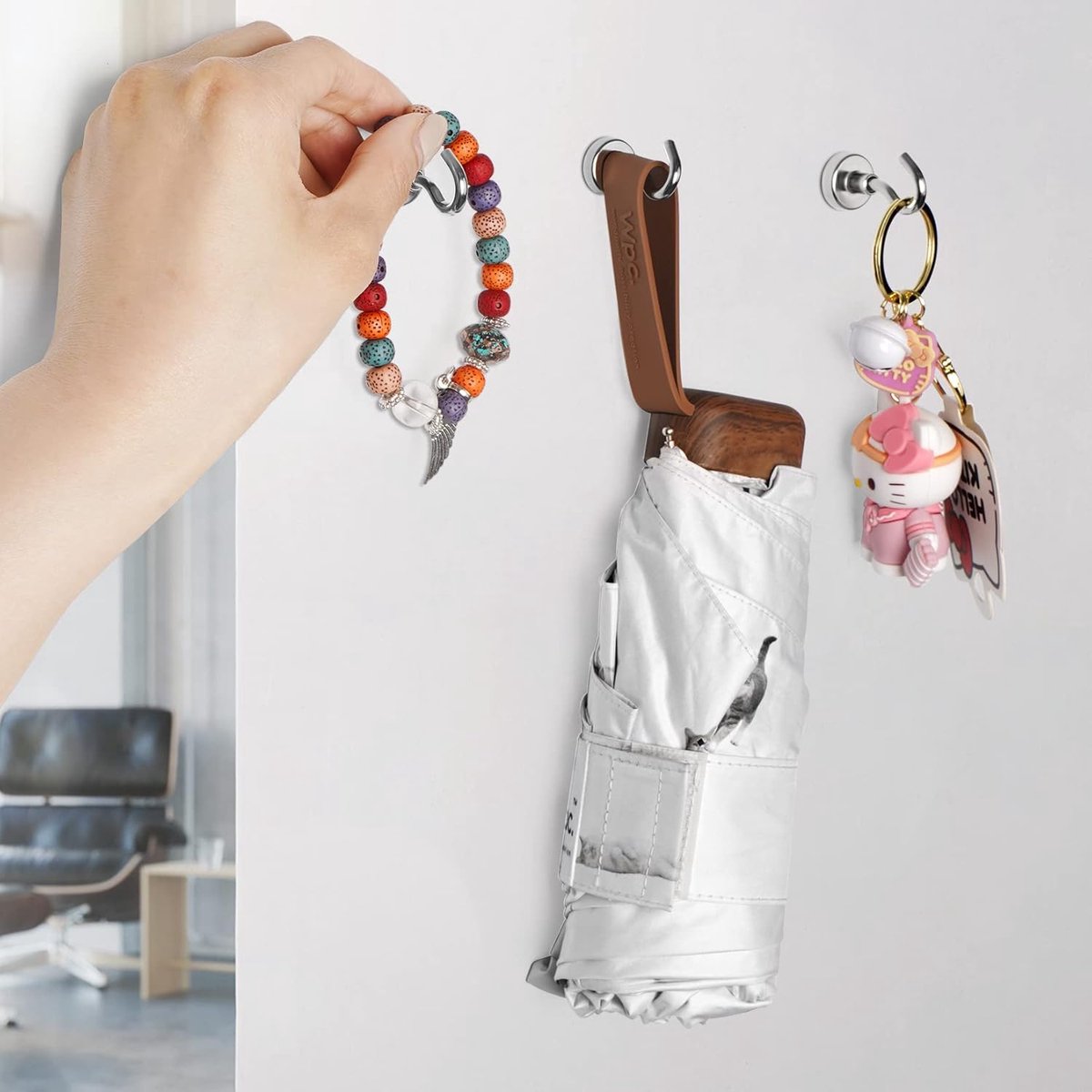 magnetic hook - 10 pieces for more than 5 kg - super strong pulling force - magnet with hook - heavy magnetic hook for hanging, kitchen - silver - Image 5