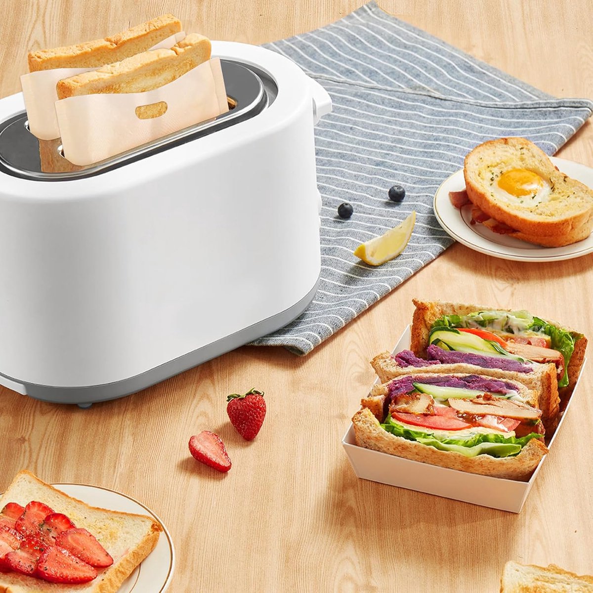 8 pieces - Toaster bags - non-stick toaster bags - non-stick coating - reusable toaster bags - with Teflon coating - washable - for toasters and microwaves - for sandwiches, paninis and snacks - 16*16.5 cm - Image 4