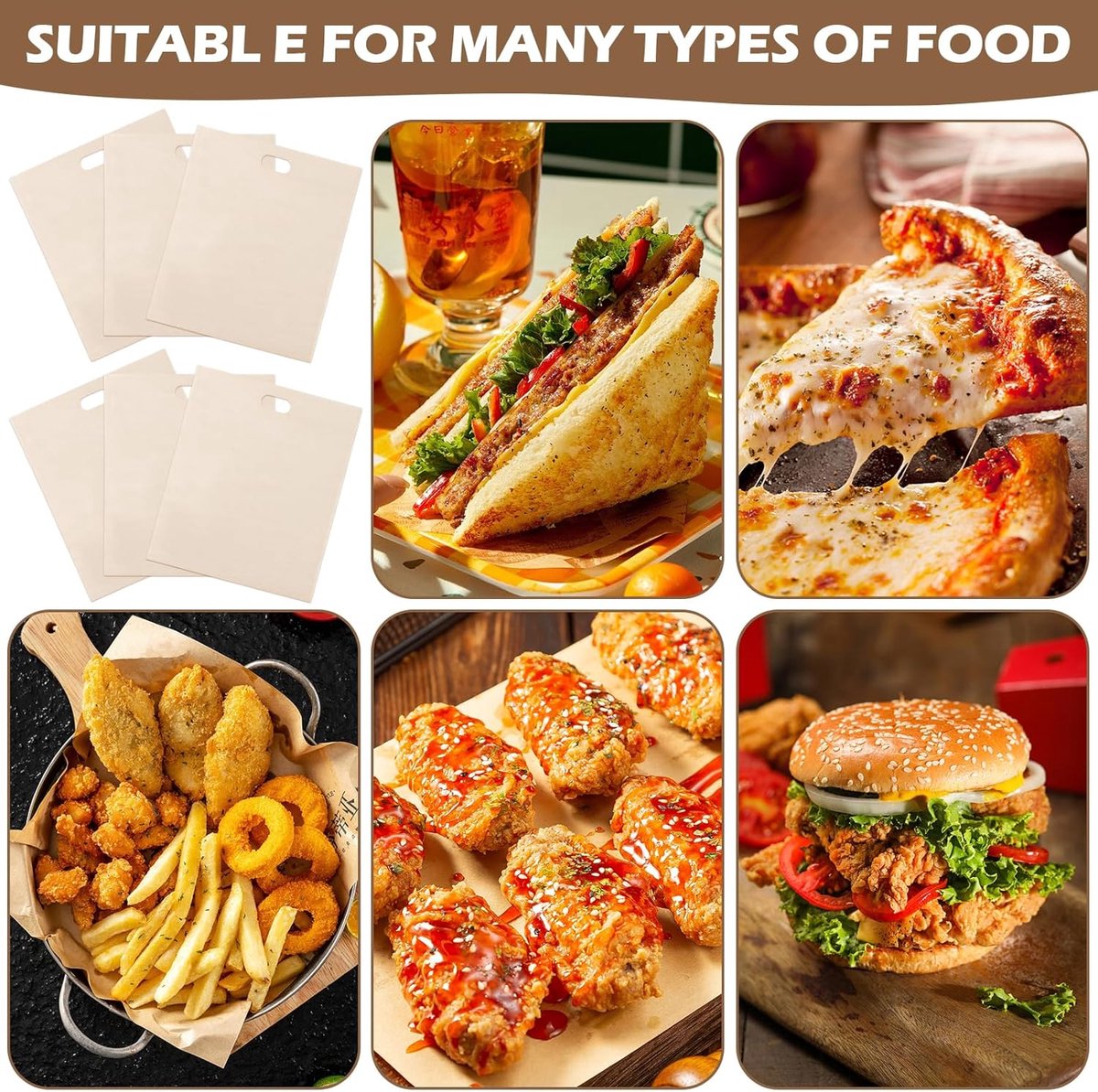 8 pieces - Toaster bags - non-stick toaster bags - non-stick coating - reusable toaster bags - with Teflon coating - washable - for toasters and microwaves - for sandwiches, paninis and snacks - 16*16.5 cm - Image 6
