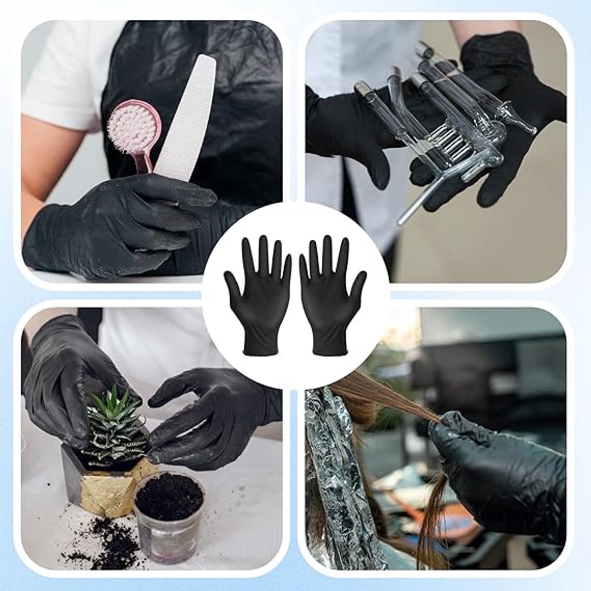 50 Pairs of Gloves - Reusable Cleaning Gloves - Black Rubber Glove - Non-Slip Bouncy Professional Hair Coloring Accessories - Size L - Image 2
