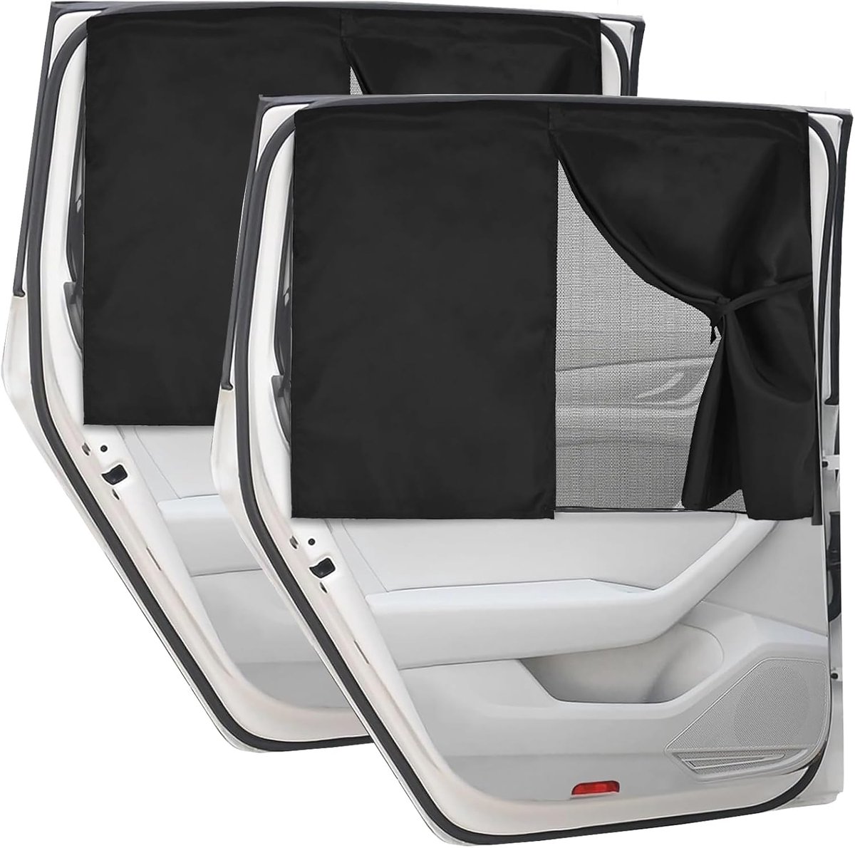 2 pieces - 71*47 cm - car sunshades - universal magnetic car sunshades - for windows - double-layer car sunshade covers - blackout car curtains - for privacy - blocking UV radiation and heat - with 10 magnets - black - Image 1
