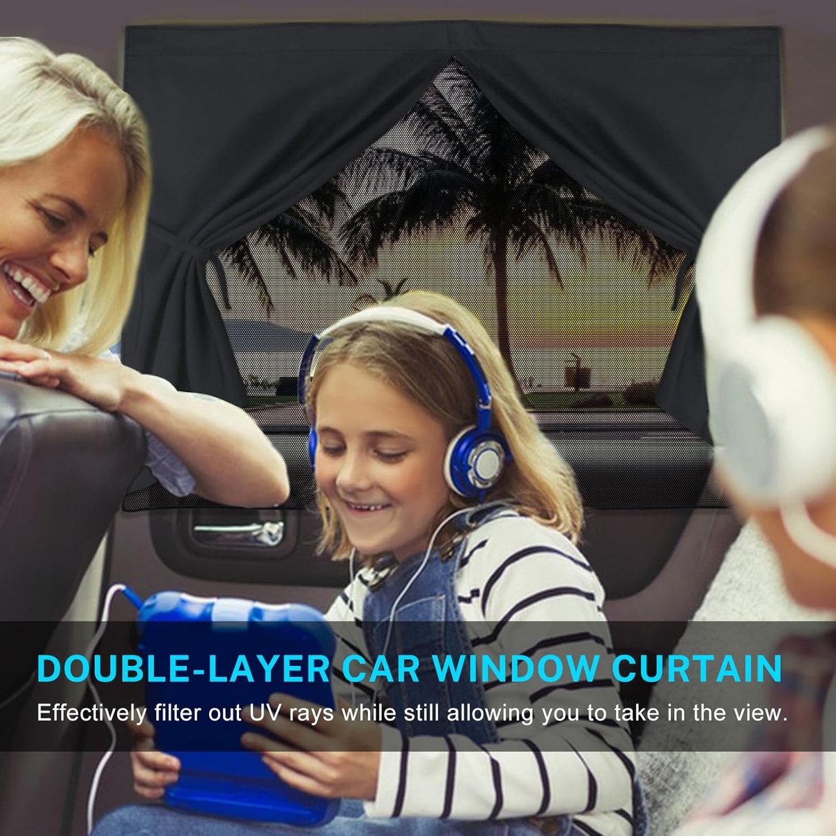 2 pieces - 71*47 cm - car sunshades - universal magnetic car sunshades - for windows - double-layer car sunshade covers - blackout car curtains - for privacy - blocking UV radiation and heat - with 10 magnets - black - Image 3