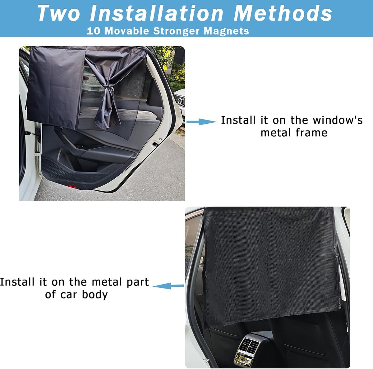2 pieces - 71*47 cm - car sunshades - universal magnetic car sunshades - for windows - double-layer car sunshade covers - blackout car curtains - for privacy - blocking UV radiation and heat - with 10 magnets - black - Image 4