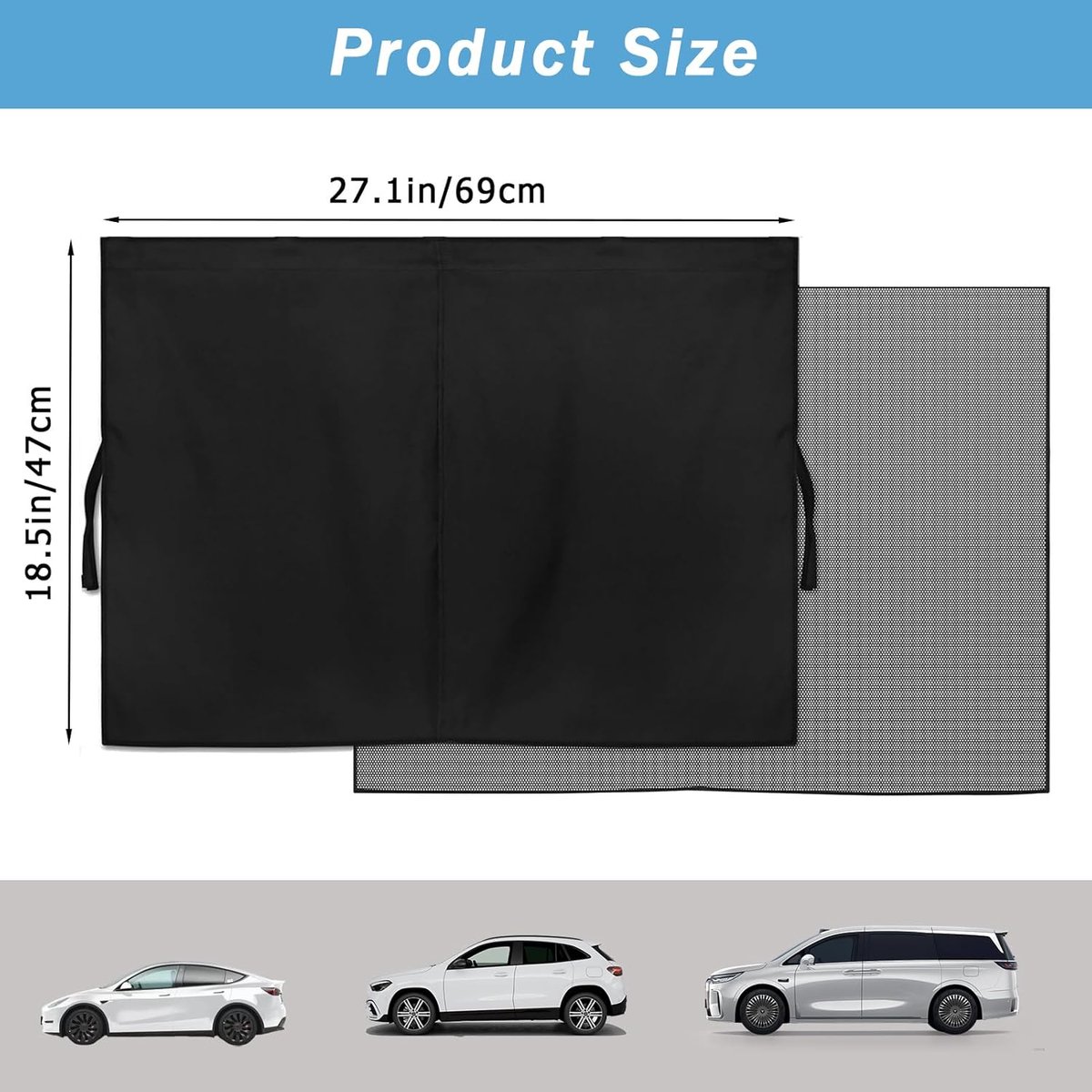 2 pieces - 71*47 cm - car sunshades - universal magnetic car sunshades - for windows - double-layer car sunshade covers - blackout car curtains - for privacy - blocking UV radiation and heat - with 10 magnets - black - Image 5