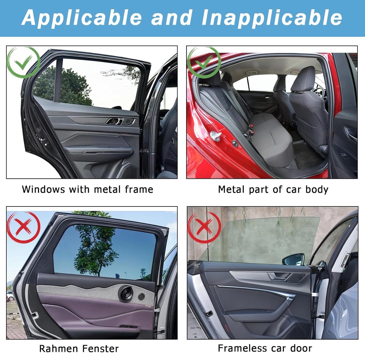 2 pieces - 71*47 cm - car sunshades - universal magnetic car sunshades - for windows - double-layer car sunshade covers - blackout car curtains - for privacy - blocking UV radiation and heat - with 10 magnets - black - Image 6