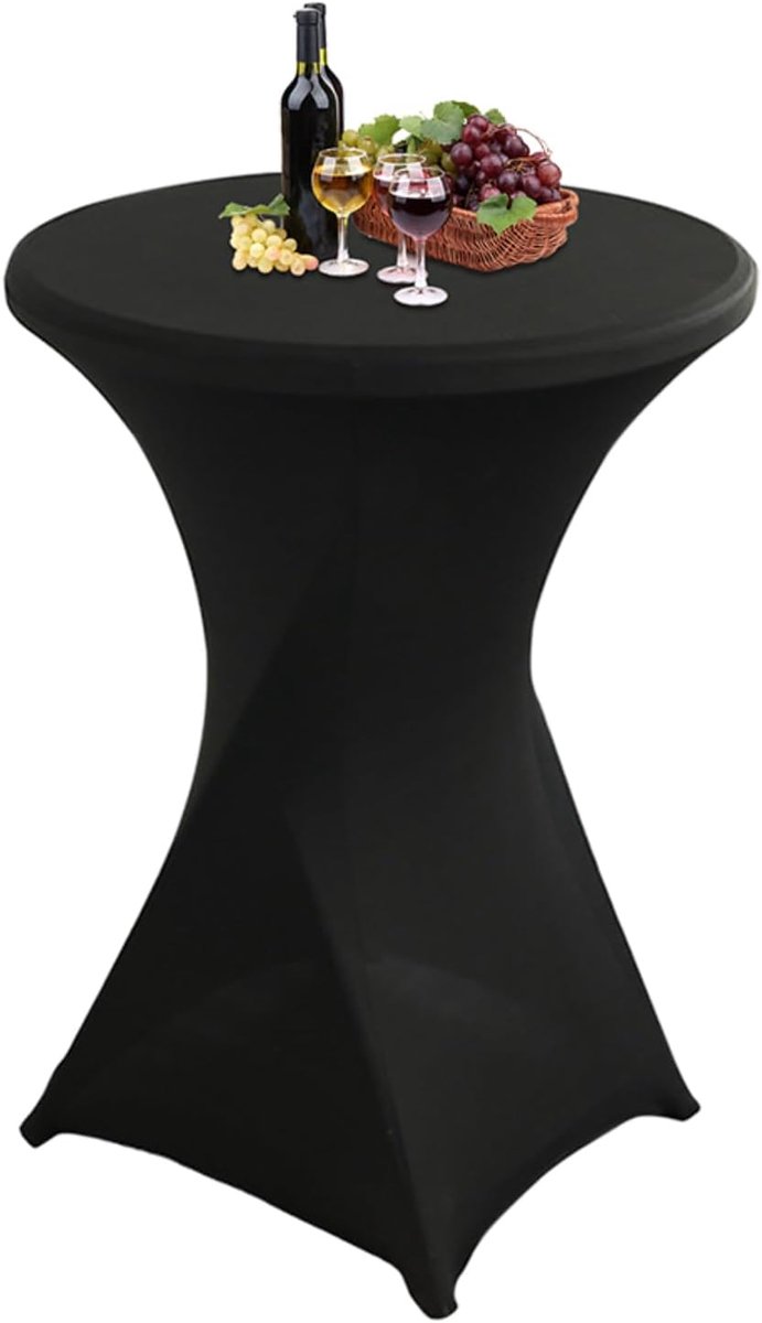 1 Piece High Tablecloth - High Table Skirt - 80 x 110 cm - Extendable High Tablecloth - Stretch High Table Cover - Round High Tablecloth - High Table Party Table Table Skirt - High Table - for restaurant, bar, cocktail table, wedding banquet table - Black - Image 1