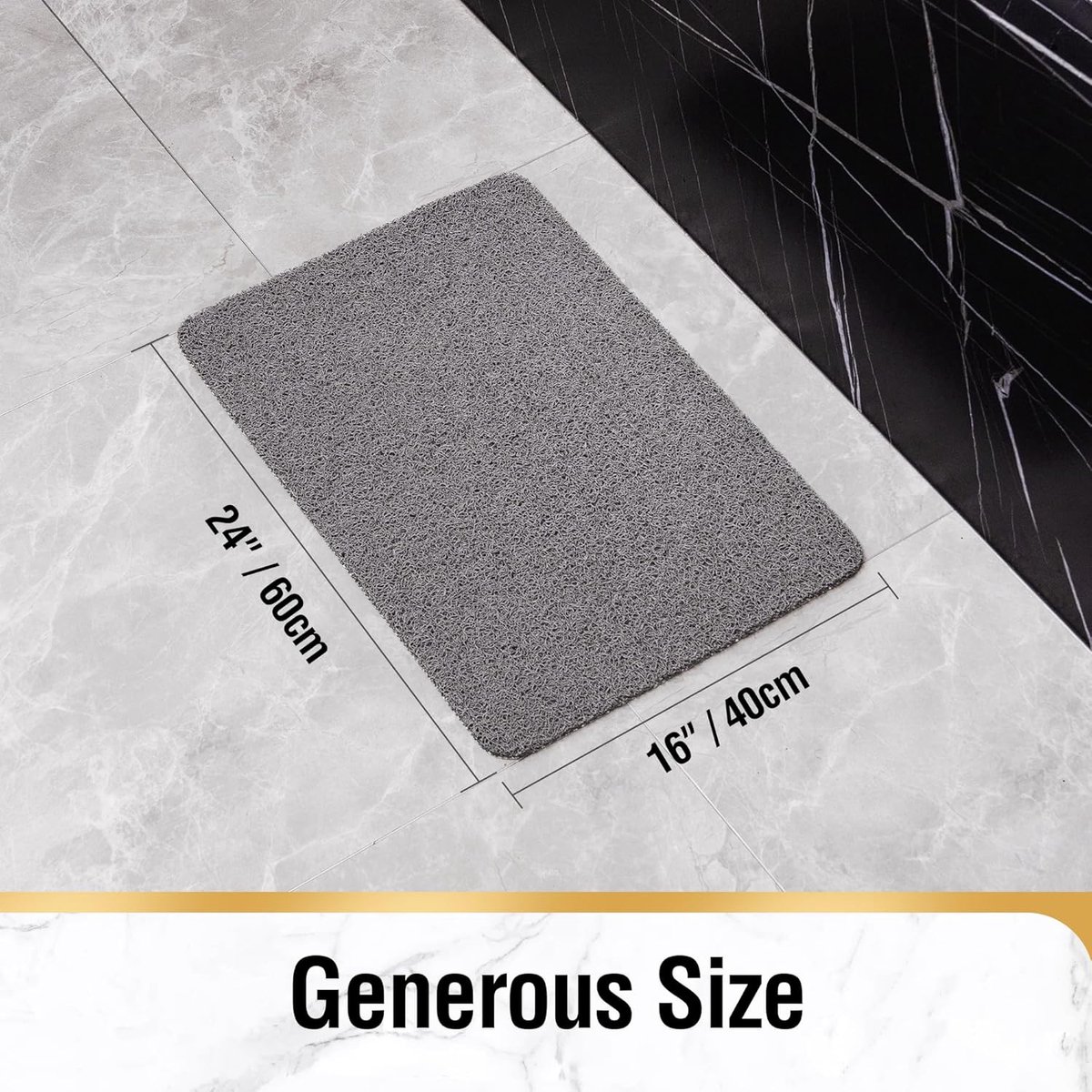 Non-slip shower mat - Non-slip bath mat - with drain - Non-slip water-permeable mat - Soft PVC loofah bath mat - Quick-drying - Grey - 40x60 cm - Image 4