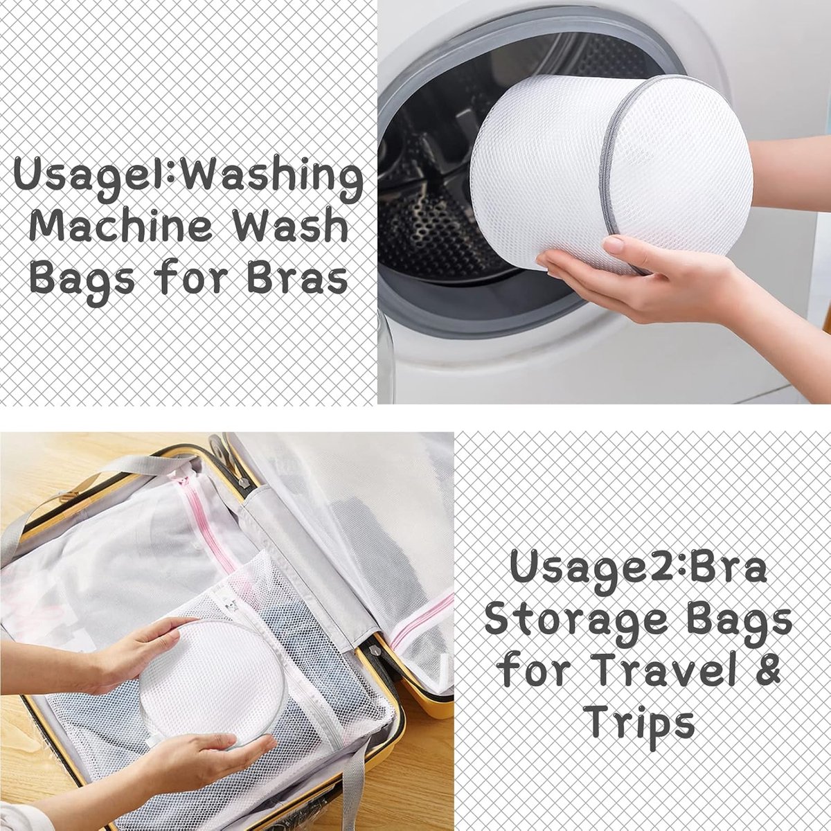 Laundry Bags Protection 3-Piece - For Bra, Underwear & Delicate Clothing - Shape-Retaining Mesh Bags - Image 3