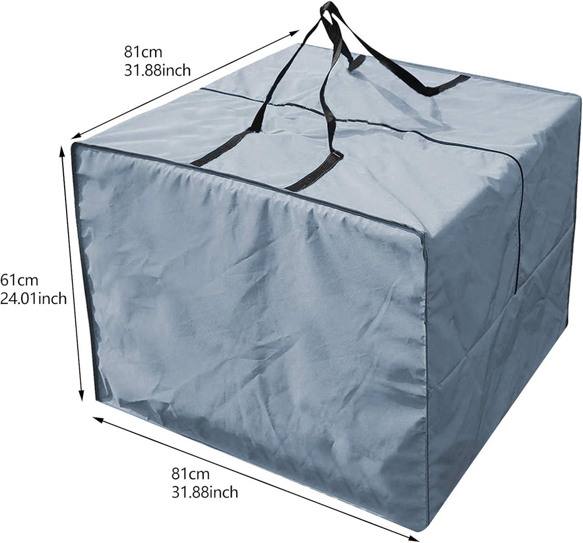 Storage bag - Furniture cover - Garden furniture cover - Storage bag for seat cushion - Oxford fabric storage bag - Waterproof storage bag - dust cover - with storage bag - with zipper, handles - for garden furniture, clothing, cushions - 81*81*61 cm - gr - Image 5