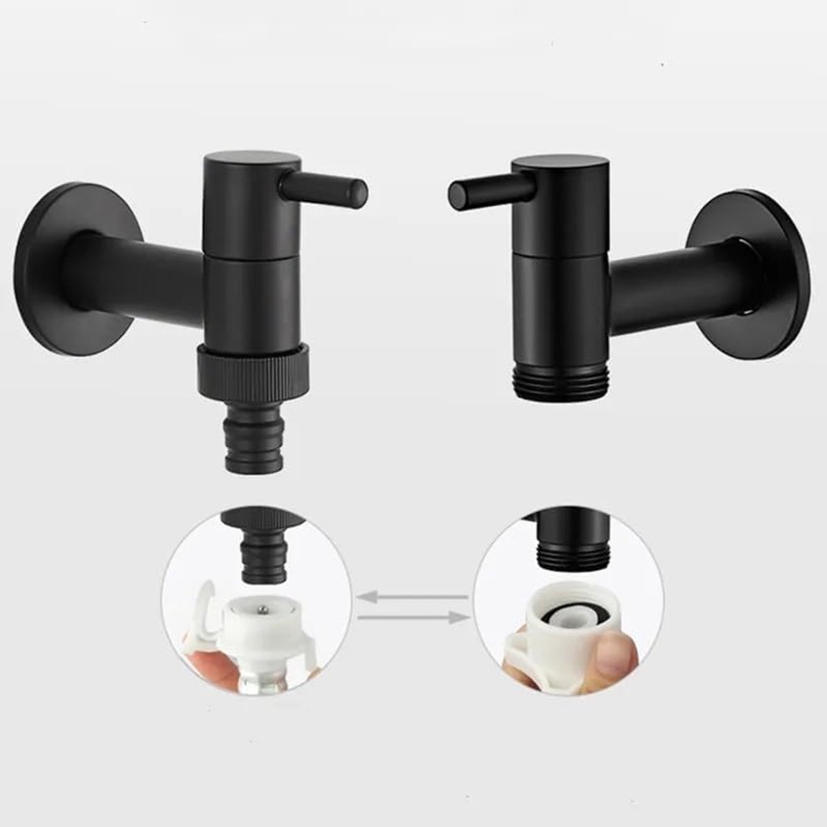 Wall-mounted tap - Material black copper - Wall mounting - Bathroom corner tap - Washing machine tap - Outdoor garden tap - Bathtub - Toilet - Mop - Swimming pool tap - Suitable for bathroom, toilet - Image 5
