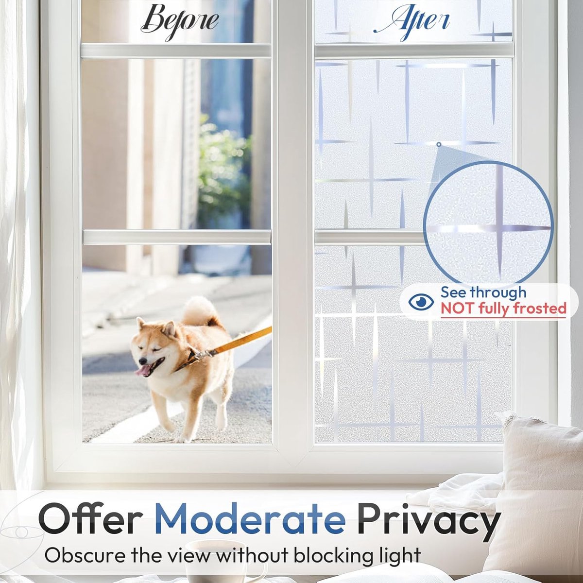 Window film - 45x200cm - anti-glare window film - Window privacy film - static window film - frosted glass decorative static sticker - Sun protection and Insulating - Self-adhesive - window film - Frosted glass - Image 3