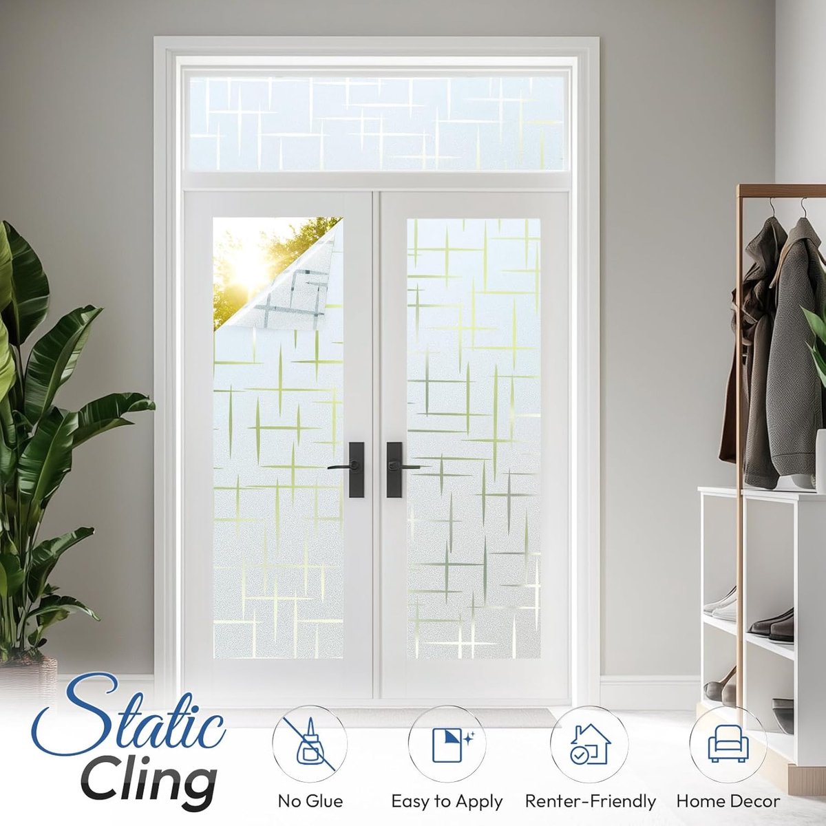 Window film - 45x200cm - anti-glare window film - Window privacy film - static window film - frosted glass decorative static sticker - Sun protection and Insulating - Self-adhesive - window film - Frosted glass - Image 5