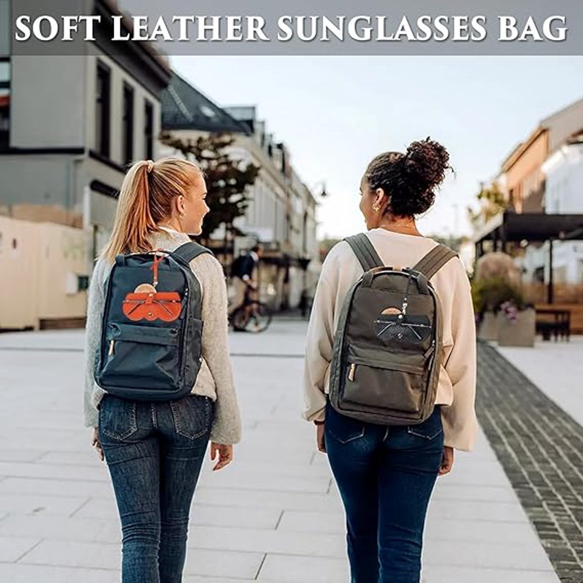 pieces - leather sunglasses bag - soft leather glasses case - portable glasses case - fashionable glasses case - ultra-thin anti-scratch case - travel glasses protective case - sunglasses organizer with snap closure, wrist strap - for women and men - Image 4