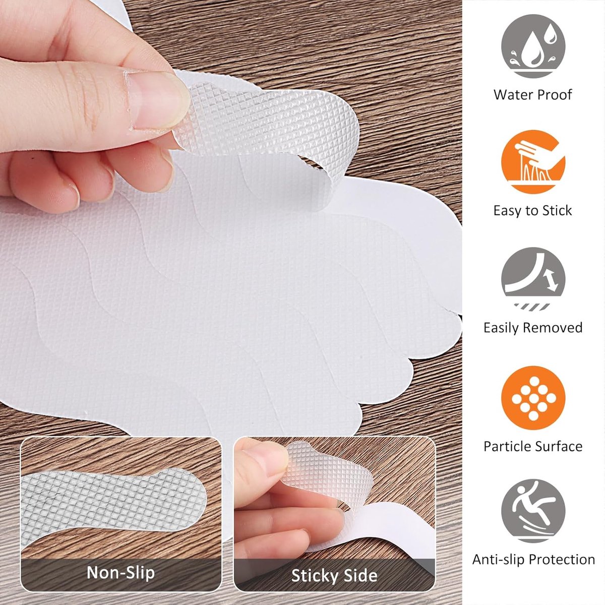 24 pieces - anti-slip stickers - 18*1.3cm - S-shape - anti-slip bath stickers - anti-slip shower stickers - shower stickers - safety strips for baths - for stairs, showers and slippery surfaces - with scraper - transparent - Image 2