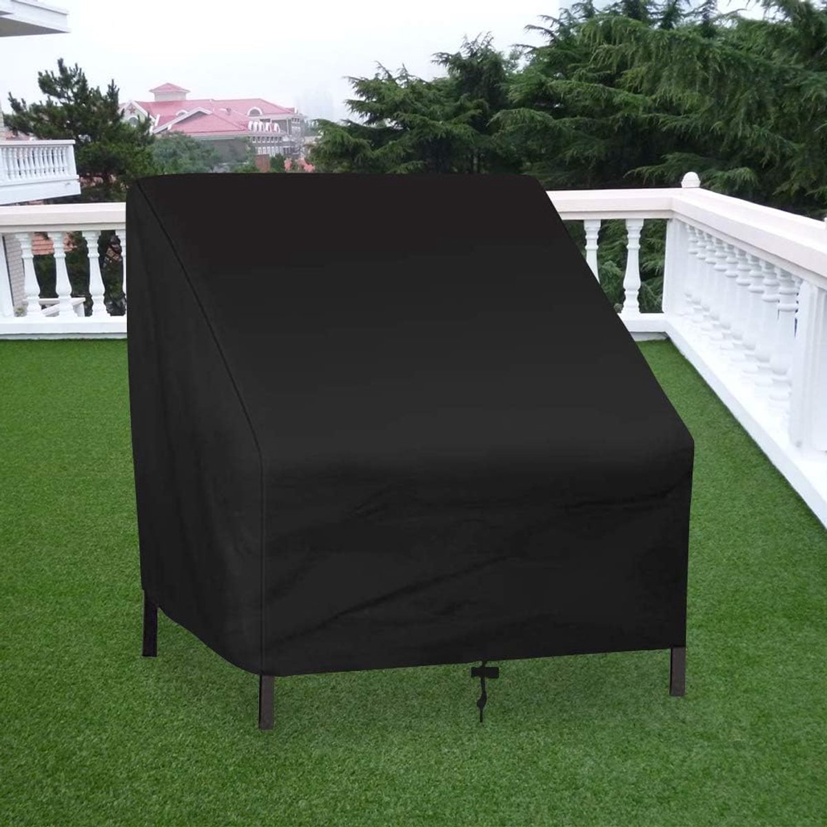 Sofa Protective Cover - Waterproof Chair Cover - Outdoor Patio Furniture Covers - Garden Chair Cover - Waterproof Swing & Lounge Chairs - Protective Cover - Snow Protection Cover - Waterproof - 210D Oxford Cloth - Black - 37.8