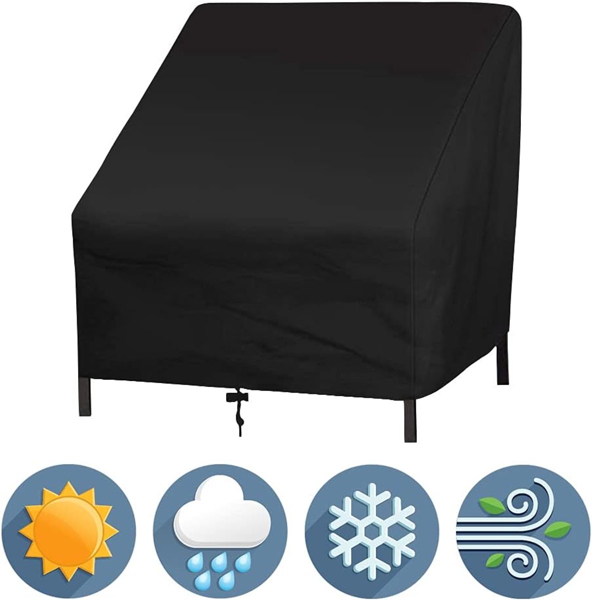 Sofa Protective Cover - Waterproof Chair Cover - Outdoor Patio Furniture Covers - Garden Chair Cover - Waterproof Swing & Lounge Chairs - Protective Cover - Snow Protection Cover - Waterproof - 210D Oxford Cloth - Black - 37.8