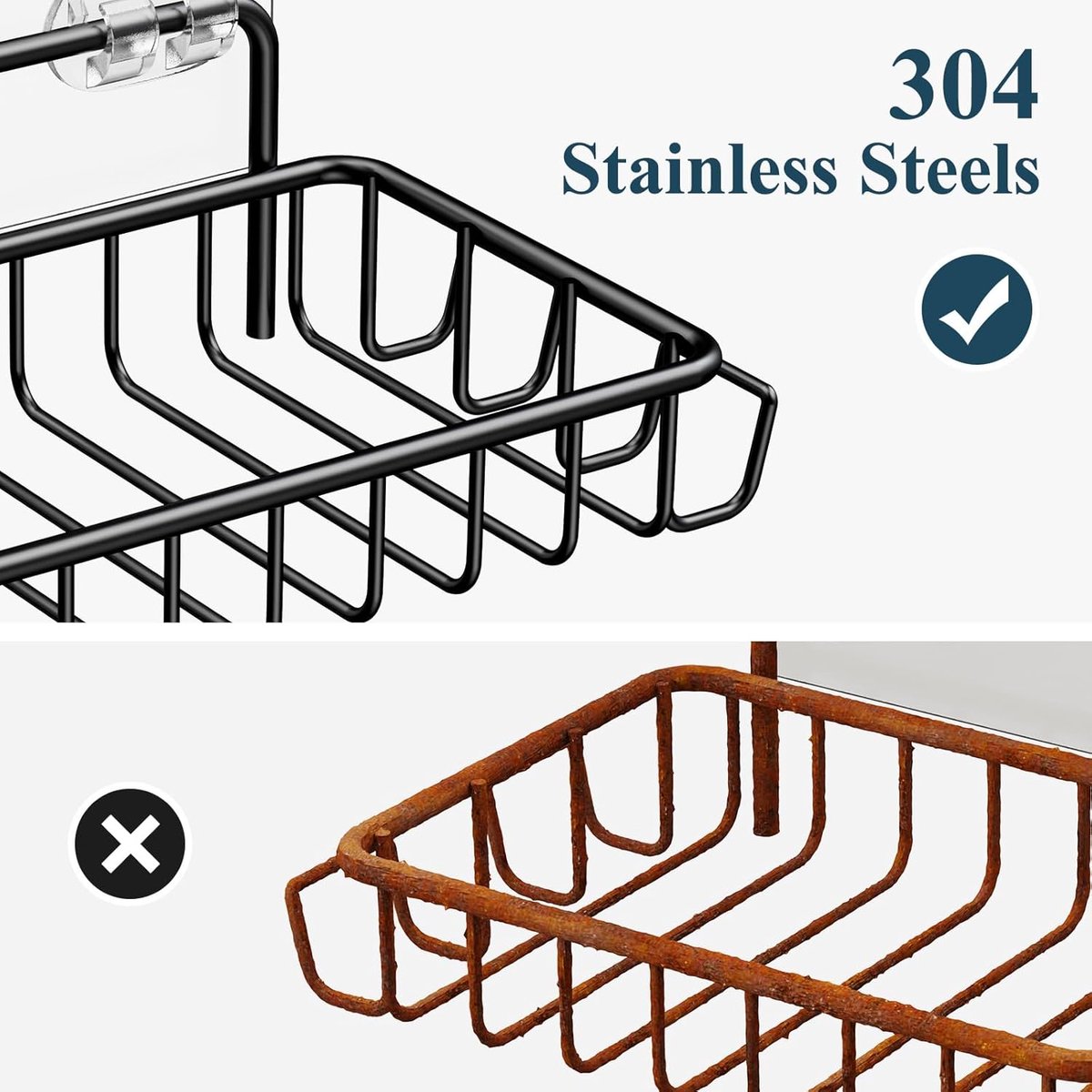Soap Holders - 2 Pieces - Hanging Soap Holder - Soap Dish - Soap Holder for Shower Wall with 4 Hooks - Stainless Steel - Soap Holder with Drain - Small Soap Dish - Wall Mounting - Portable - Bathroom Accessories - Shower - No Drilling Required - Self-Adhe - Image 4