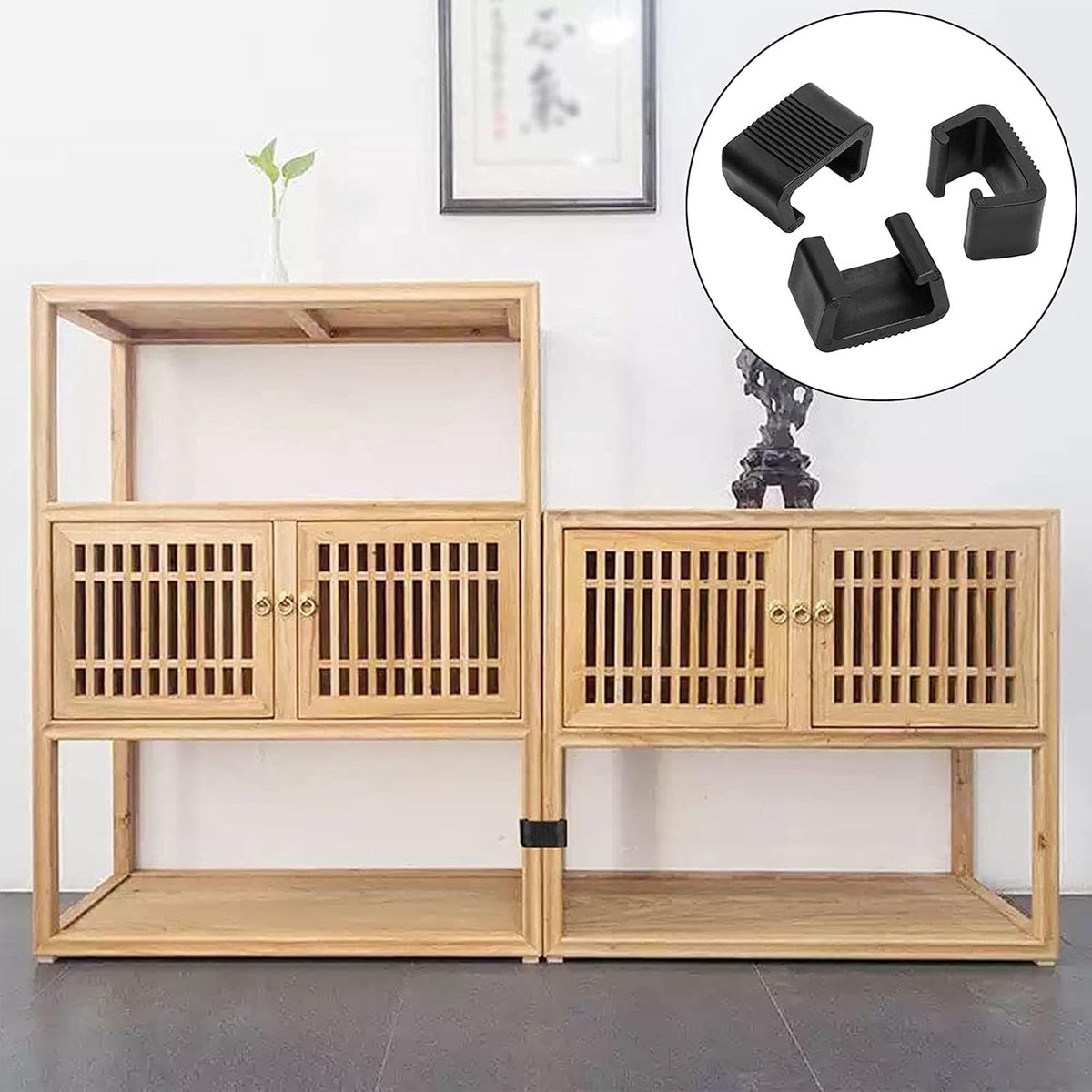 8 pieces - Furniture clamps - 6.5*3.8*4.2cm - garden furniture clips - Rattan garden furniture clips - plastic furniture clips - clips - for garden furniture, benches, patios, furniture, rattan chairs, garden bench, living room furniture - black - Image 2