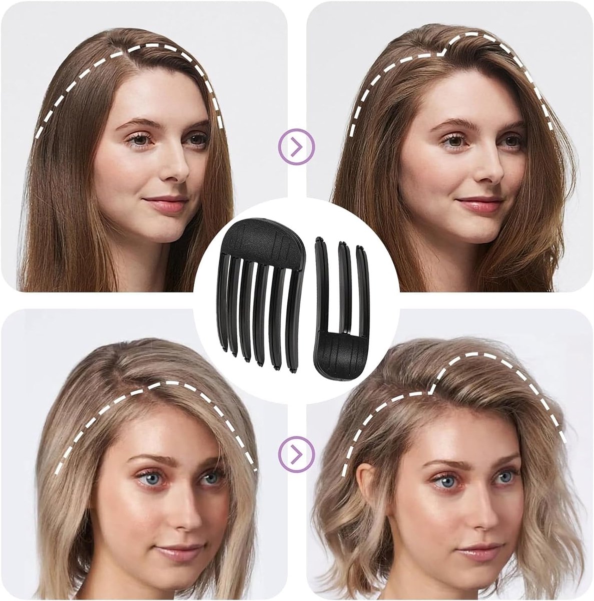 Set of 2 volumizing hair clips - Hair clip - Fluffy Bangs hair curlers - Traceless hair clips - For voluminous hair roots and high crown hairstyles - Black - Image 4