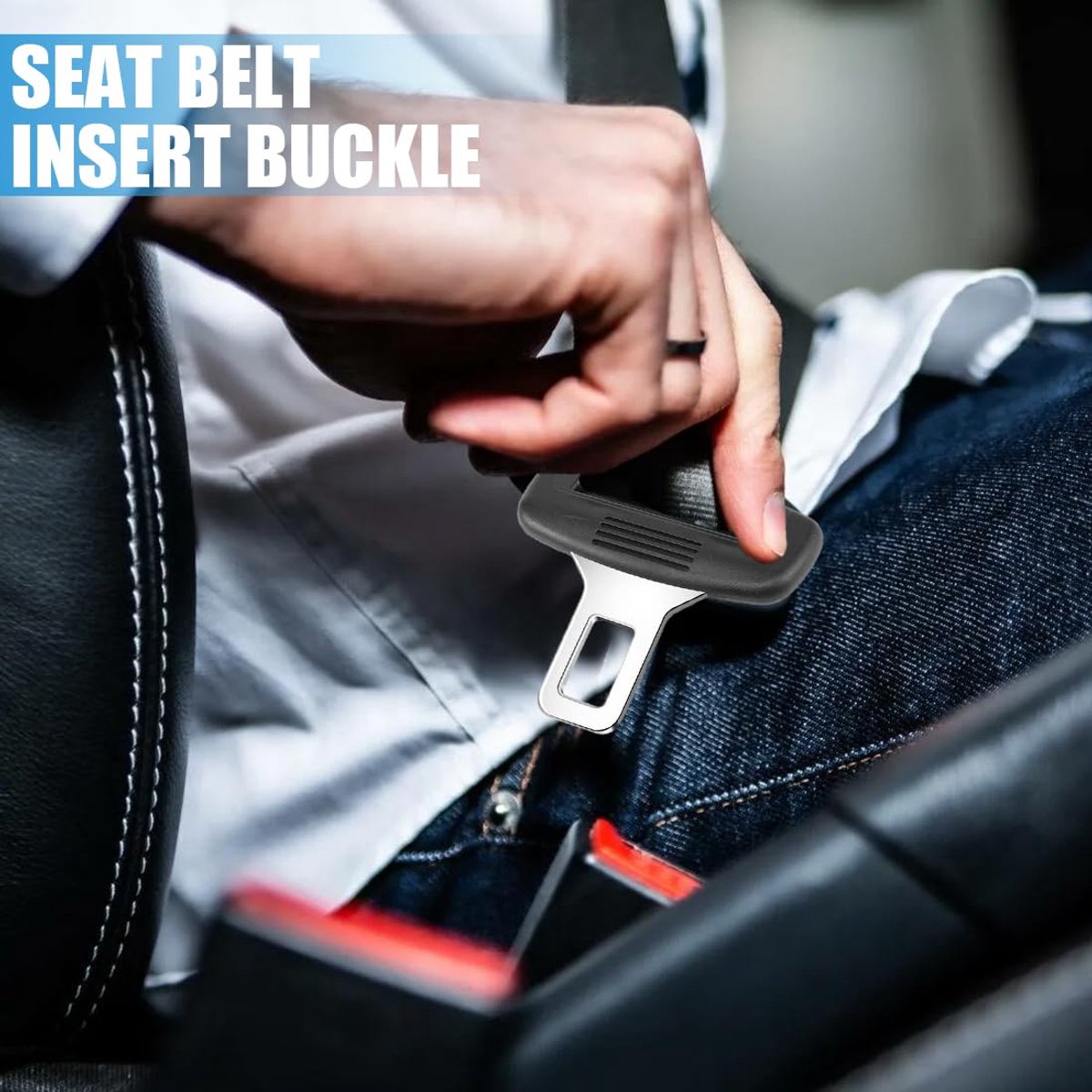 4 pieces - Seatbelt Alarm Stopper - Car Seatbelt Clip - Car Seatbelt Alarm Stopper - Alarm Stopper - Seatbelt Stop - Seatbelt Buckle - Car Seatbelt Clip - car accessories - 2.1*7 cm - black - Image 3
