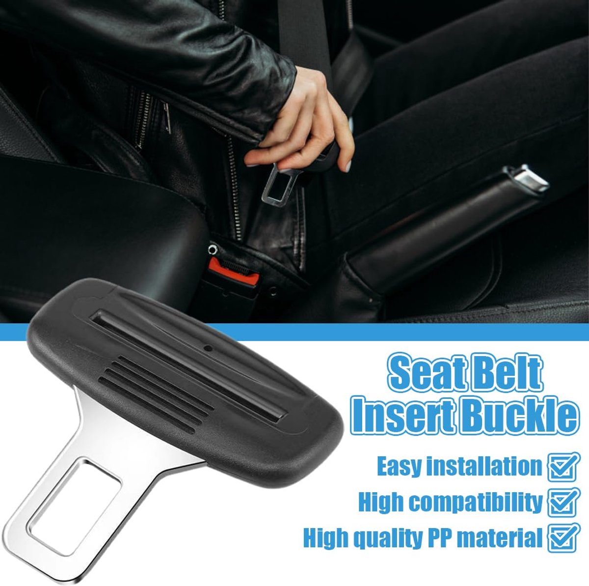 4 pieces - Seatbelt Alarm Stopper - Car Seatbelt Clip - Car Seatbelt Alarm Stopper - Alarm Stopper - Seatbelt Stop - Seatbelt Buckle - Car Seatbelt Clip - car accessories - 2.1*7 cm - black - Image 4