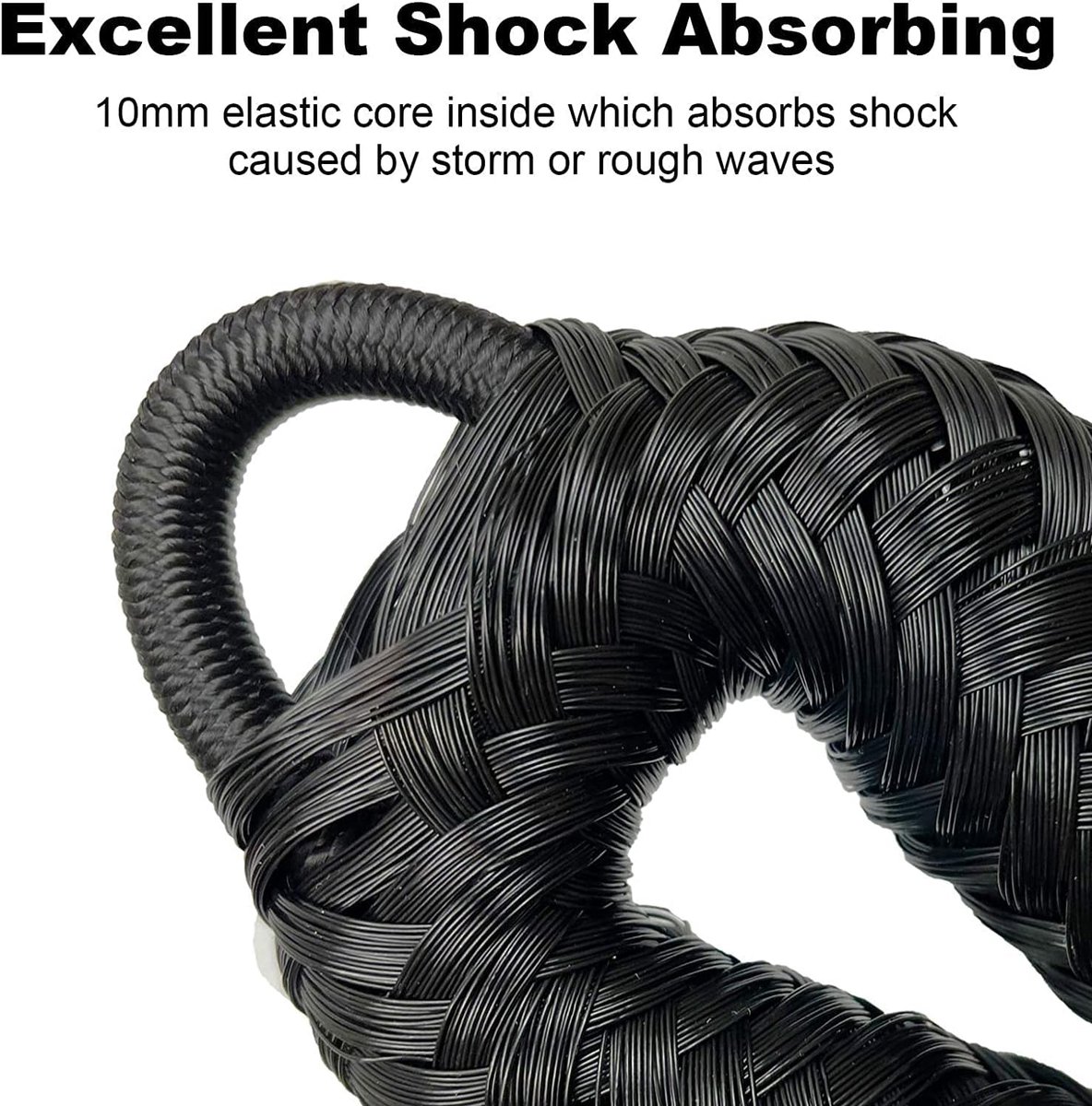 pieces - Boat rope - Mooring rope for boats - Stretch - Boat Bungee Dock Line with hook rope - Mooring line Boat equipment - Boat accessories - Mooring rope - for kayak, motorboat, canoe, pontoon - black - Image 4