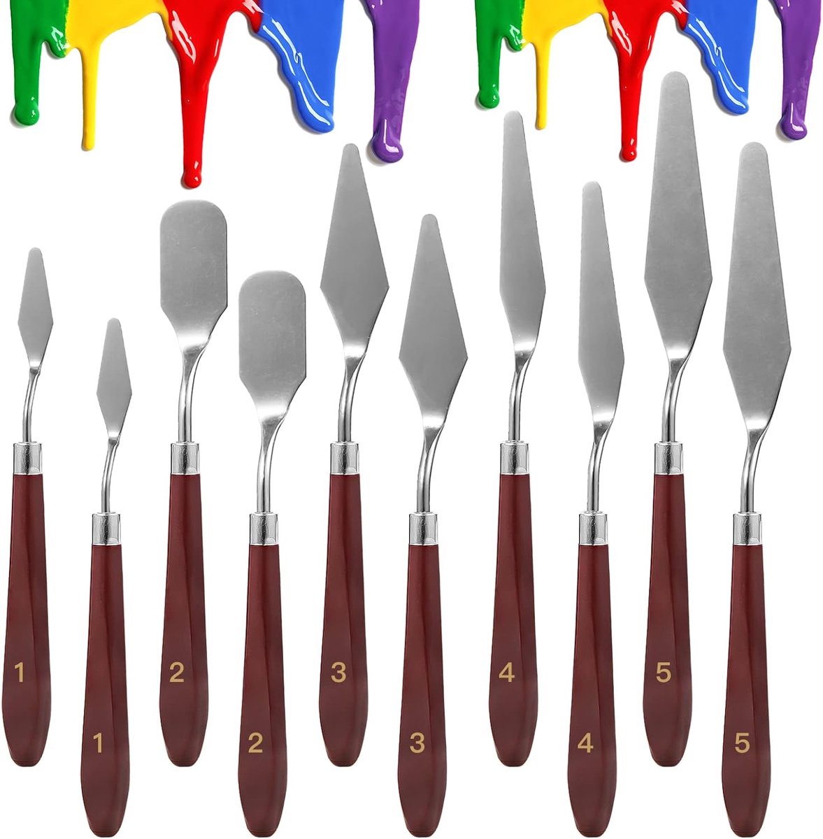 10PCS Palette Knives - Painting Palette Knives - Painter's Knives - Scraper Set - Palette Knife Set - Stainless Steel Painter's Knife Set - Painter's Knife Spatula Set Sets - Oil Paint Accessories Color Mixer for Oil, Canvas, Acrylic Painting - Image 1